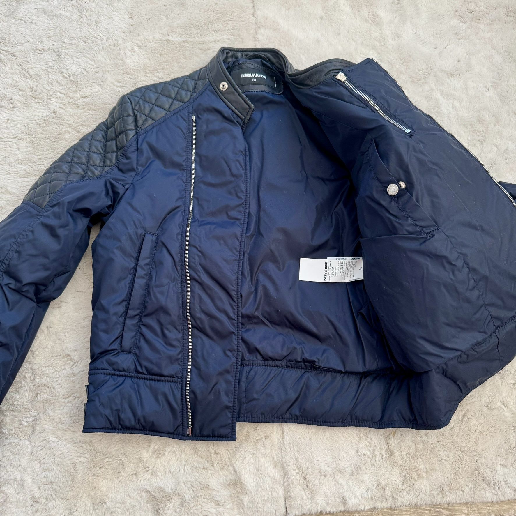 Dsquared2 Dsquared2 Quilted Nylon & Leather Biker Jacket – Size 50 (M) Size US M / EU 48-50 / 2 - 4 Thumbnail