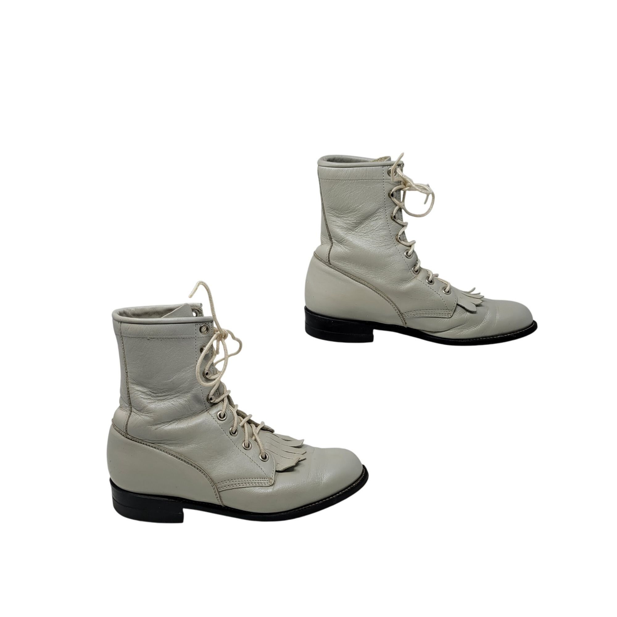 Vintage Vtg Roper Kiltie Boots USA Leather Western Combat Boots Lace Size US 5.5 / IT 35.5 - 5 Thumbnail