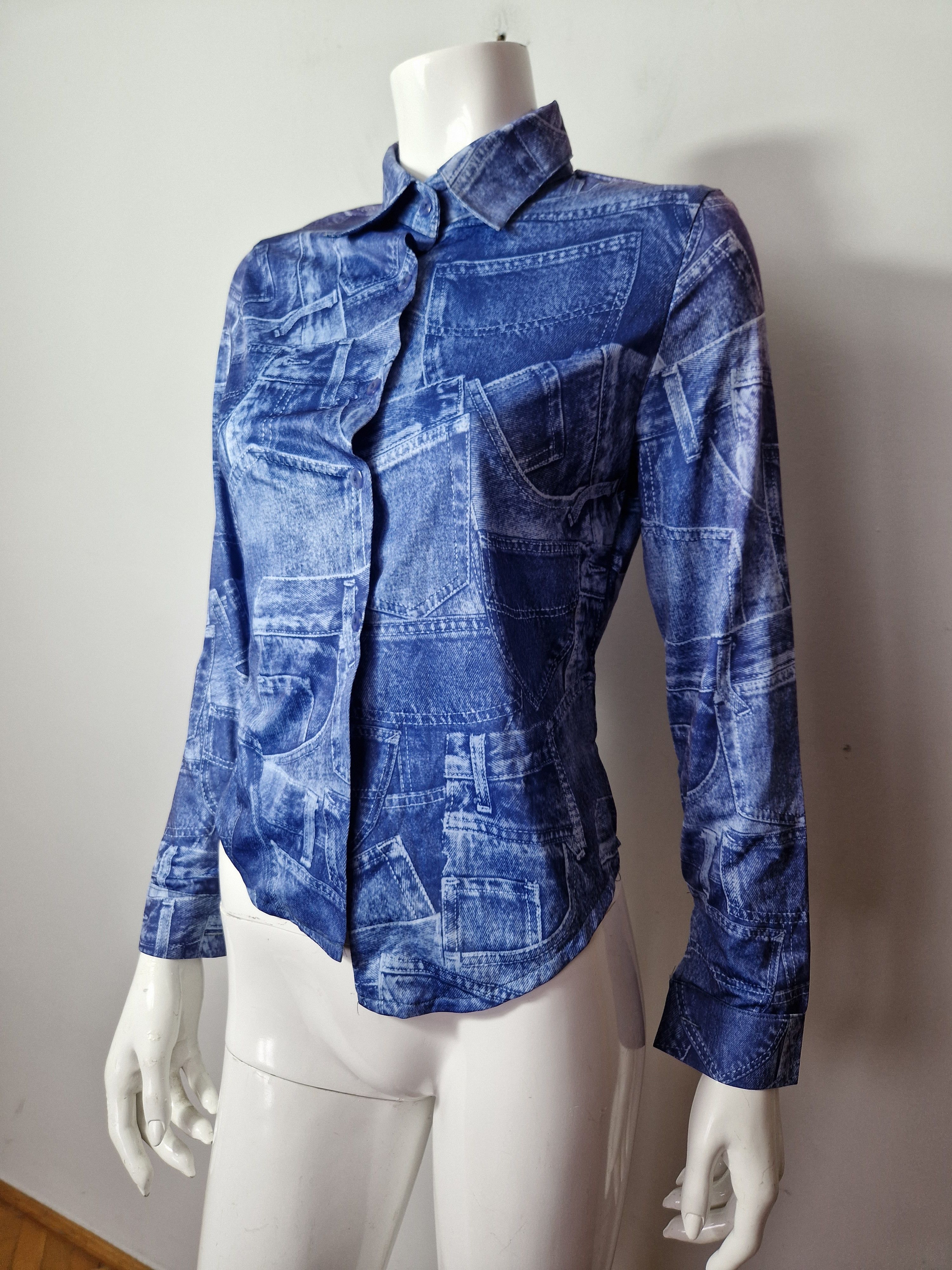 Versace Versace Jeans vintage 90s DSWT rare shirt denim print Size L / US 10 / IT 46 - 4 Thumbnail