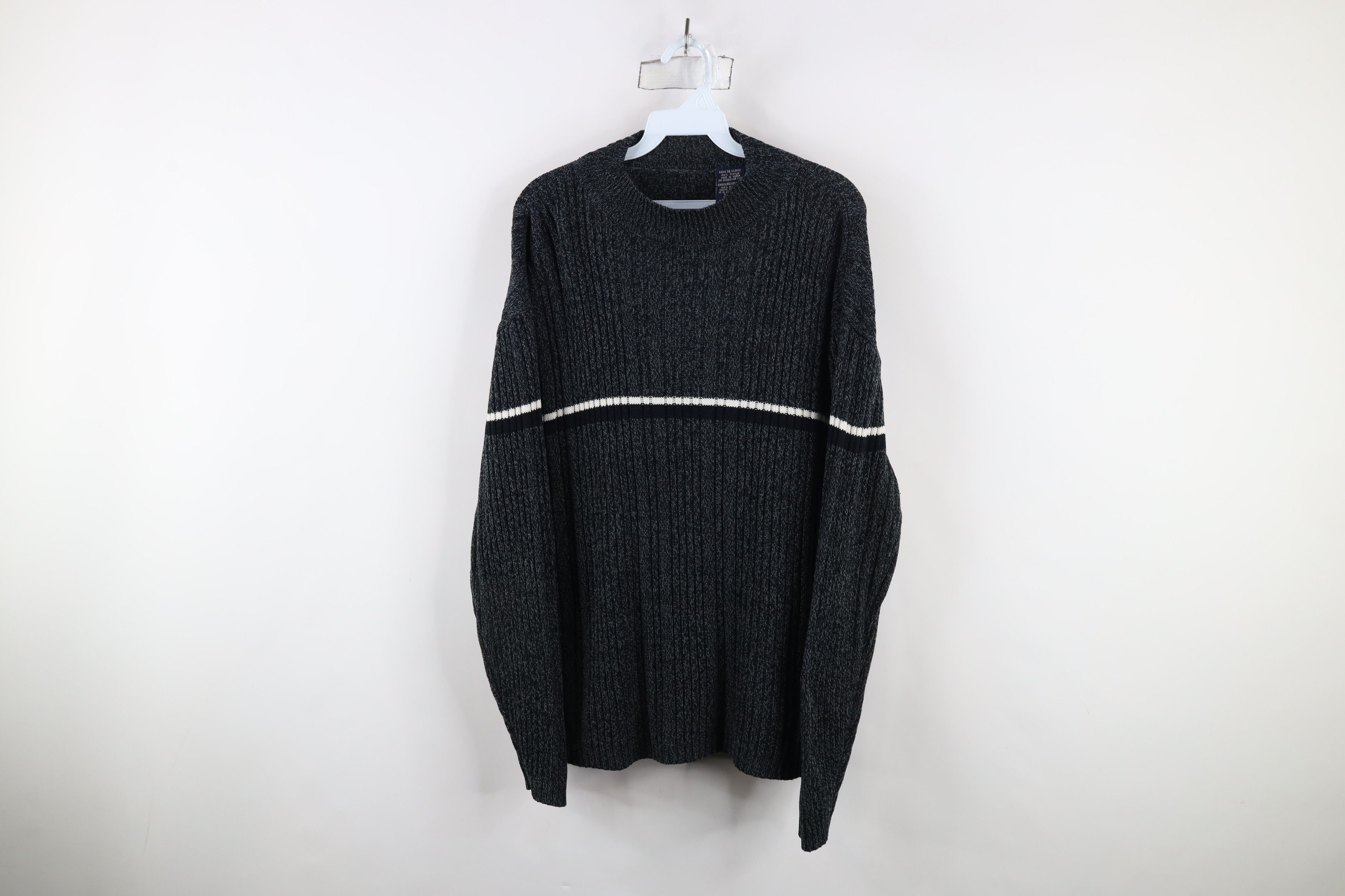 Vintage Vintage 90s Streetwear Striped Ribbed Knit Mock Neck Sweater Size US XL / EU 56 / 4 - 1 Thumbnail