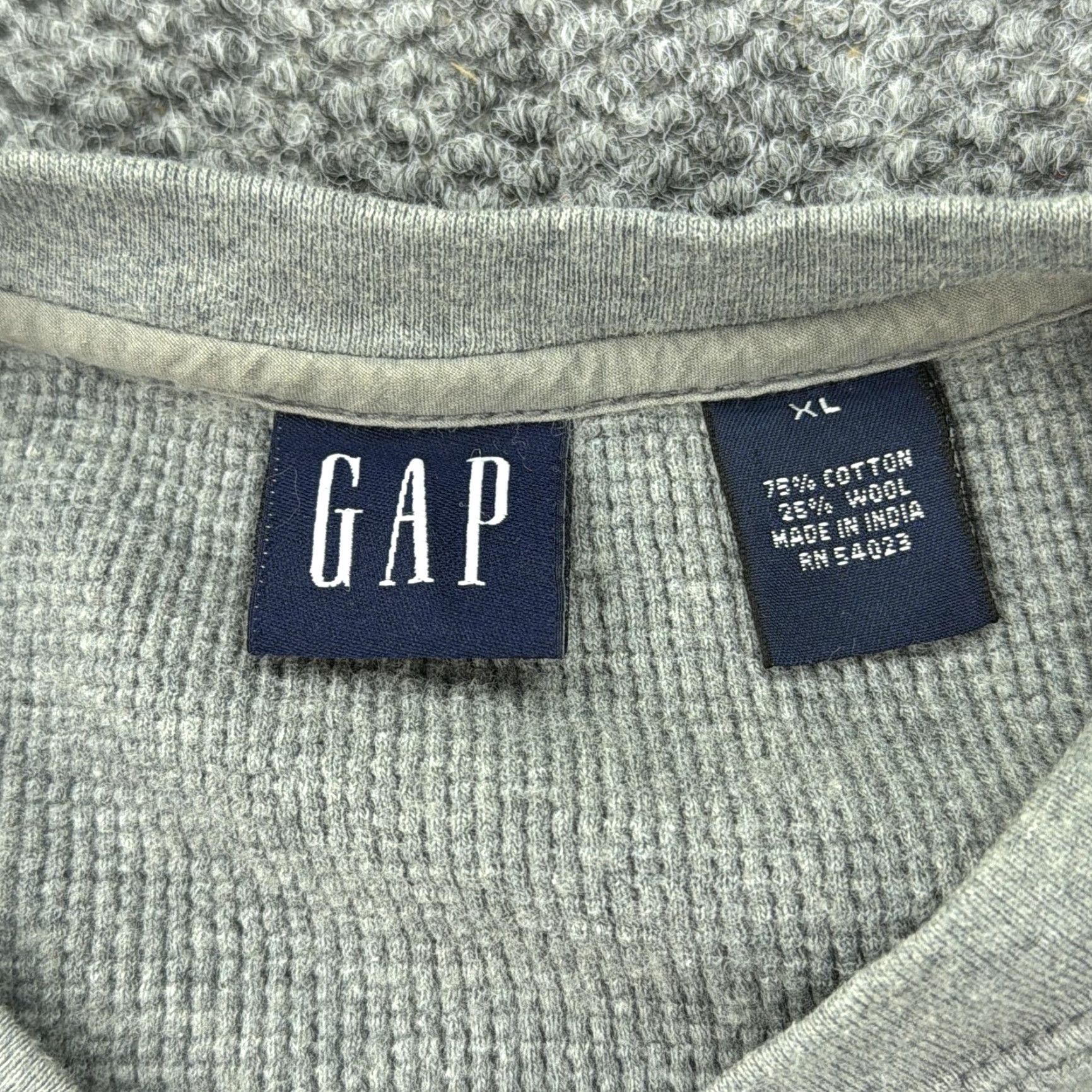 Gap GAP Mens XL Gray Cotton Wool V Neck Waffle Knit Pullover Sweater Casual Warm Size US XL / EU 56 / 4 - 3 Thumbnail