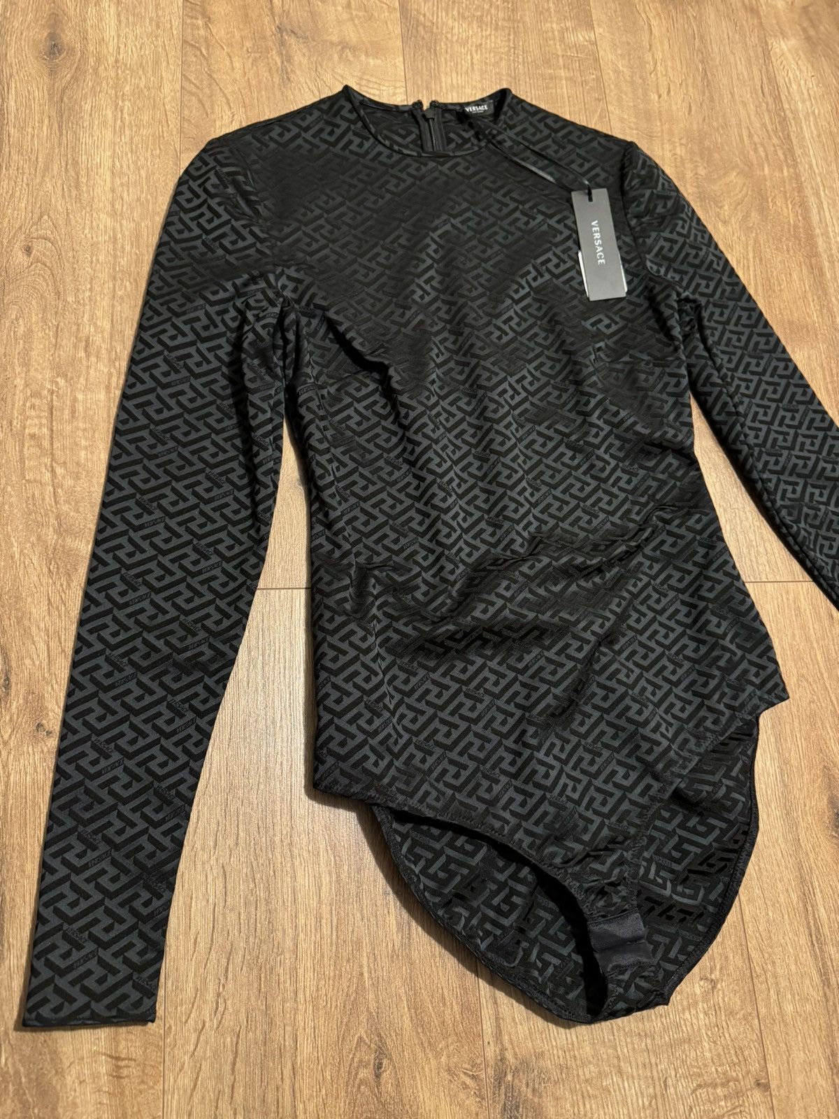 Versace Versace La Greca black monogram bodysuit, size S Size S / US 4 / IT 40 - 2 Thumbnail