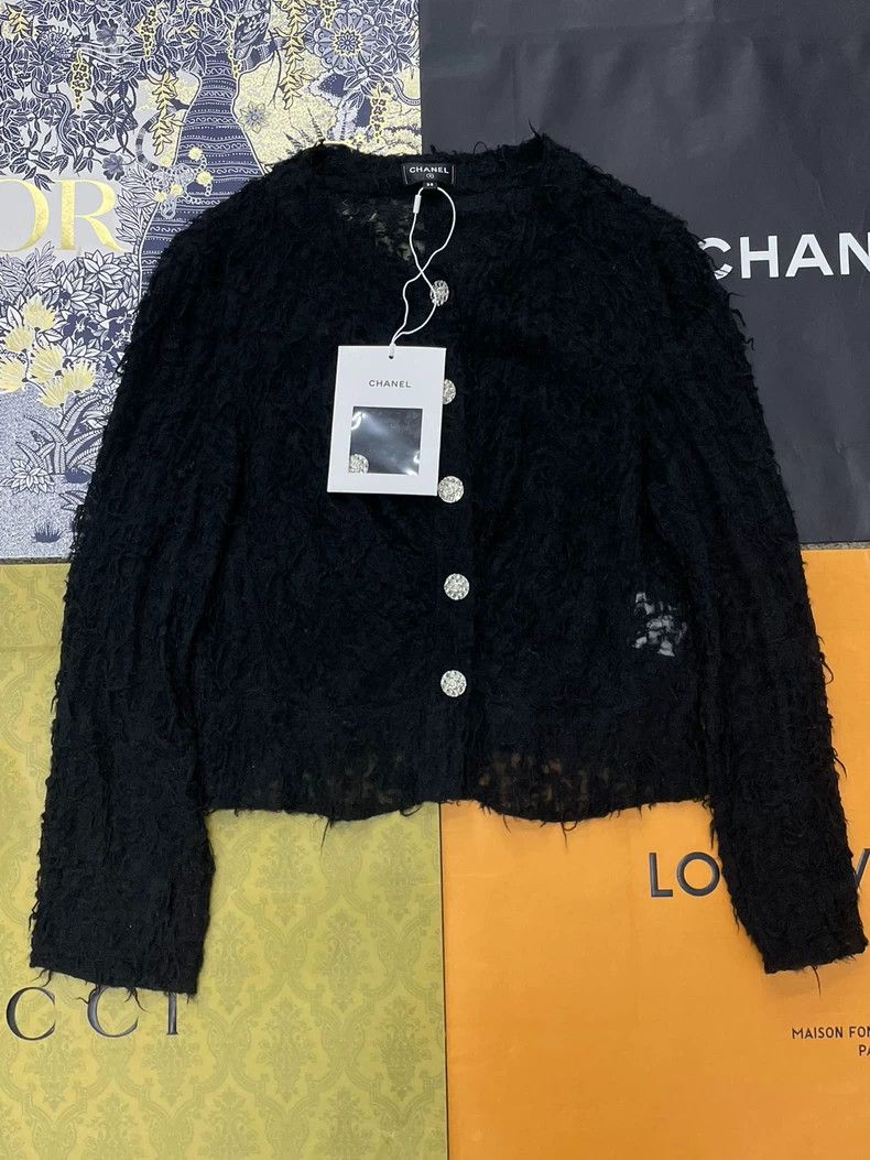 Chanel Chanel 22A Black Fuzzy Jacket with Crystals Size US M / EU 48-50 / 2 - 1 Thumbnail