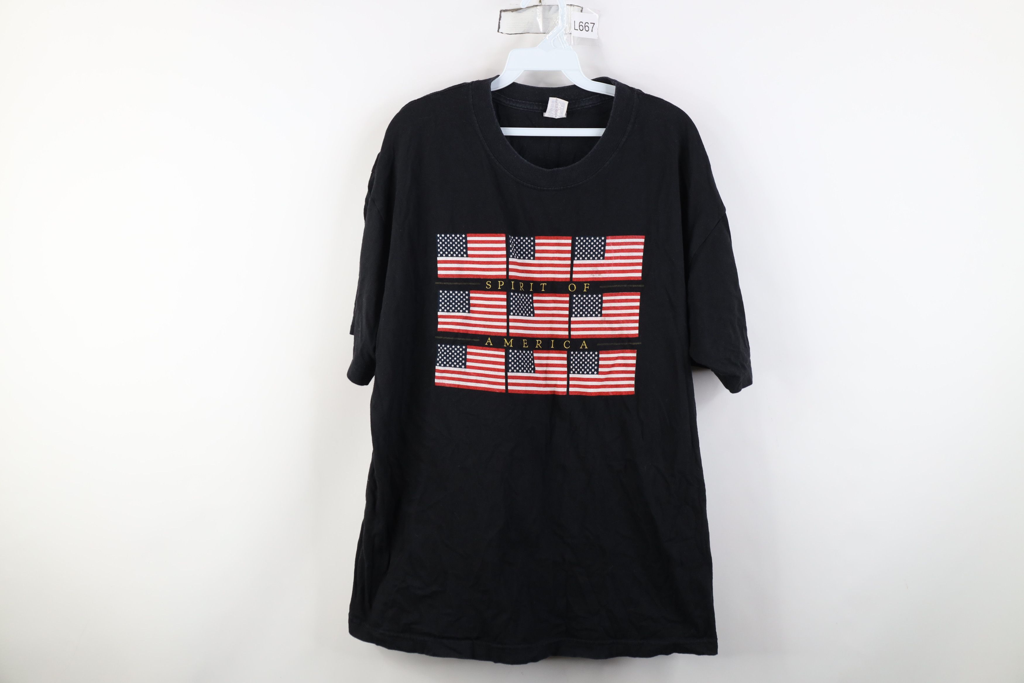 Vintage Vintage 90s Streetwear Spirit of America USA Flag T-Shirt Size US XL / EU 56 / 4 - 1 Thumbnail