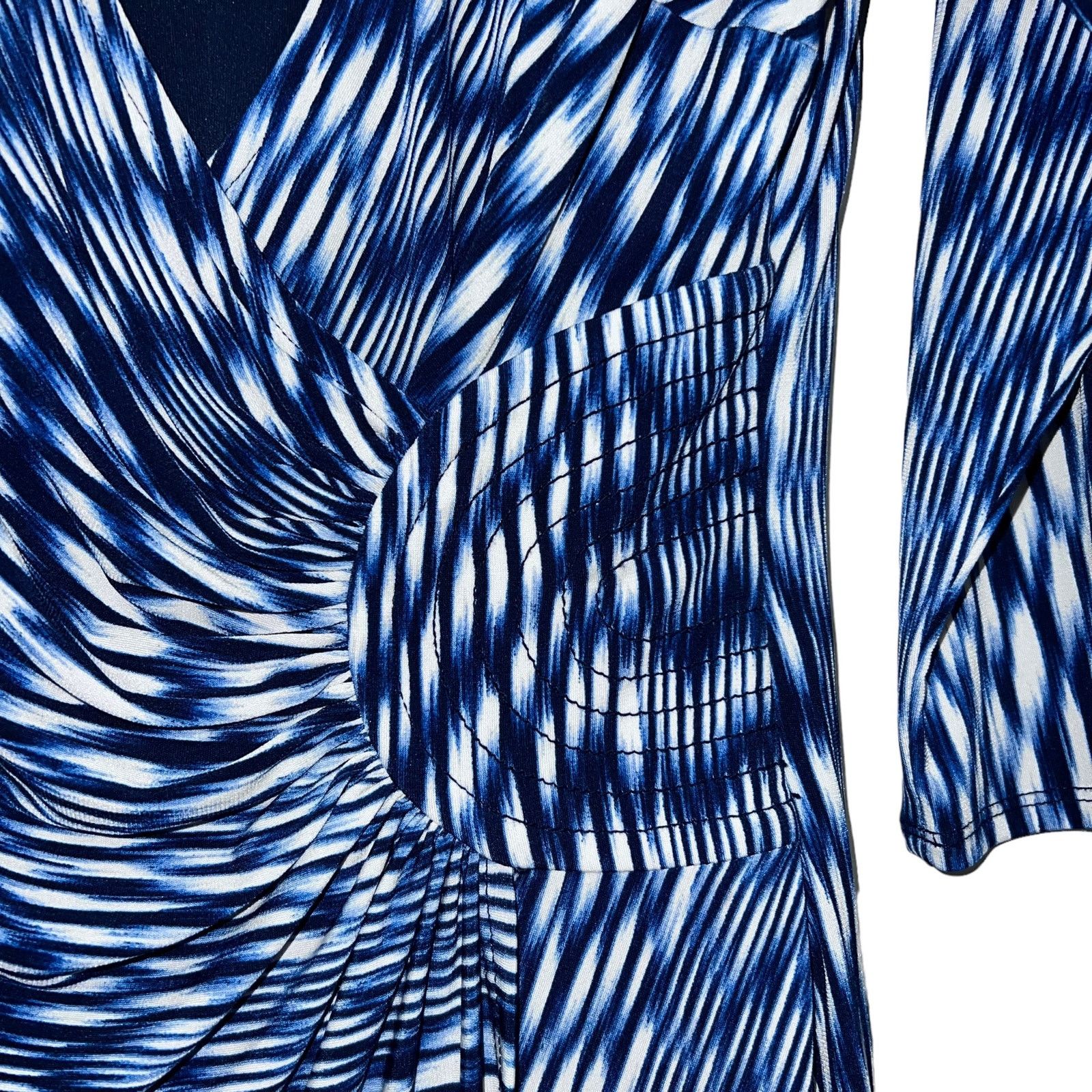 Other Laundry by Design Black Blue Print Faux Wrap Dress 10 Size L / US 10 / IT 46 - 3 Thumbnail