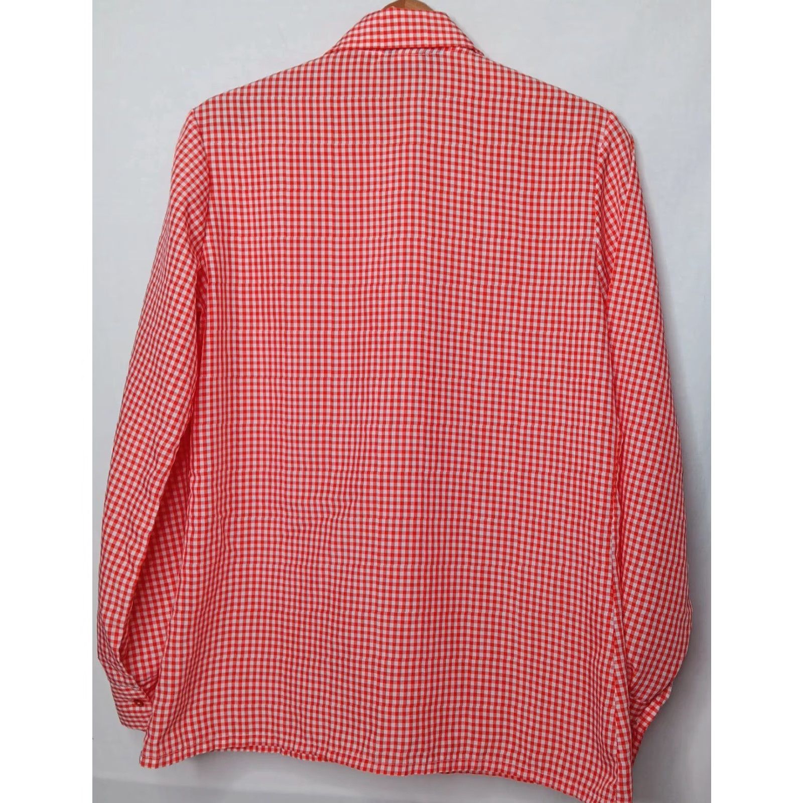 Vintage Lady Holiday Blouse Shirt Womens M White Plaid Collared Long Sleeve Vintage Holiday Pattern Size M / US 6-8 / IT 42-44 - 2 Thumbnail