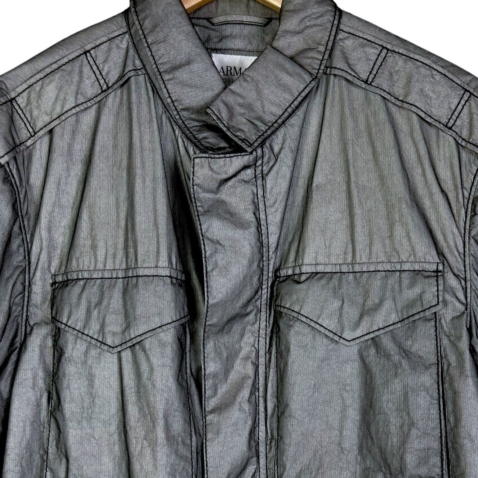 Armani Collezioni Armani Collezioni Men's L Gray Full Zip Field Jacket Luxury Size US L / EU 52-54 / 3 - 4 Thumbnail