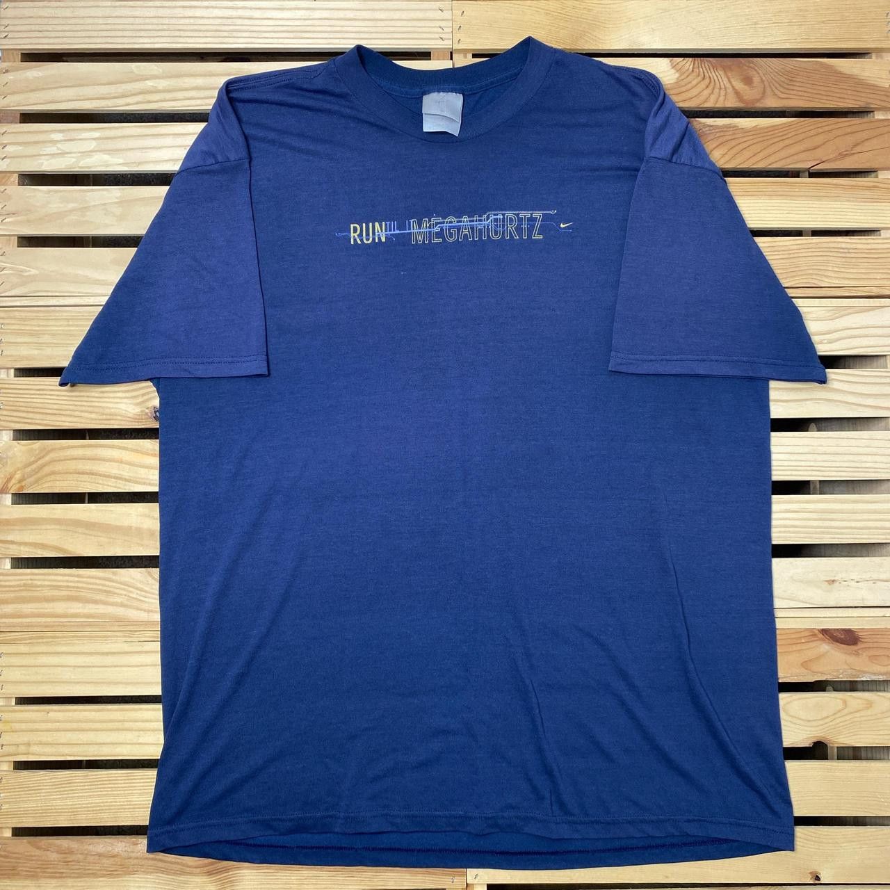 Nike Vintage Nike Running Navy Blue Performance Tech Tee Size XL Size US XL / EU 56 / 4 - 2 Thumbnail