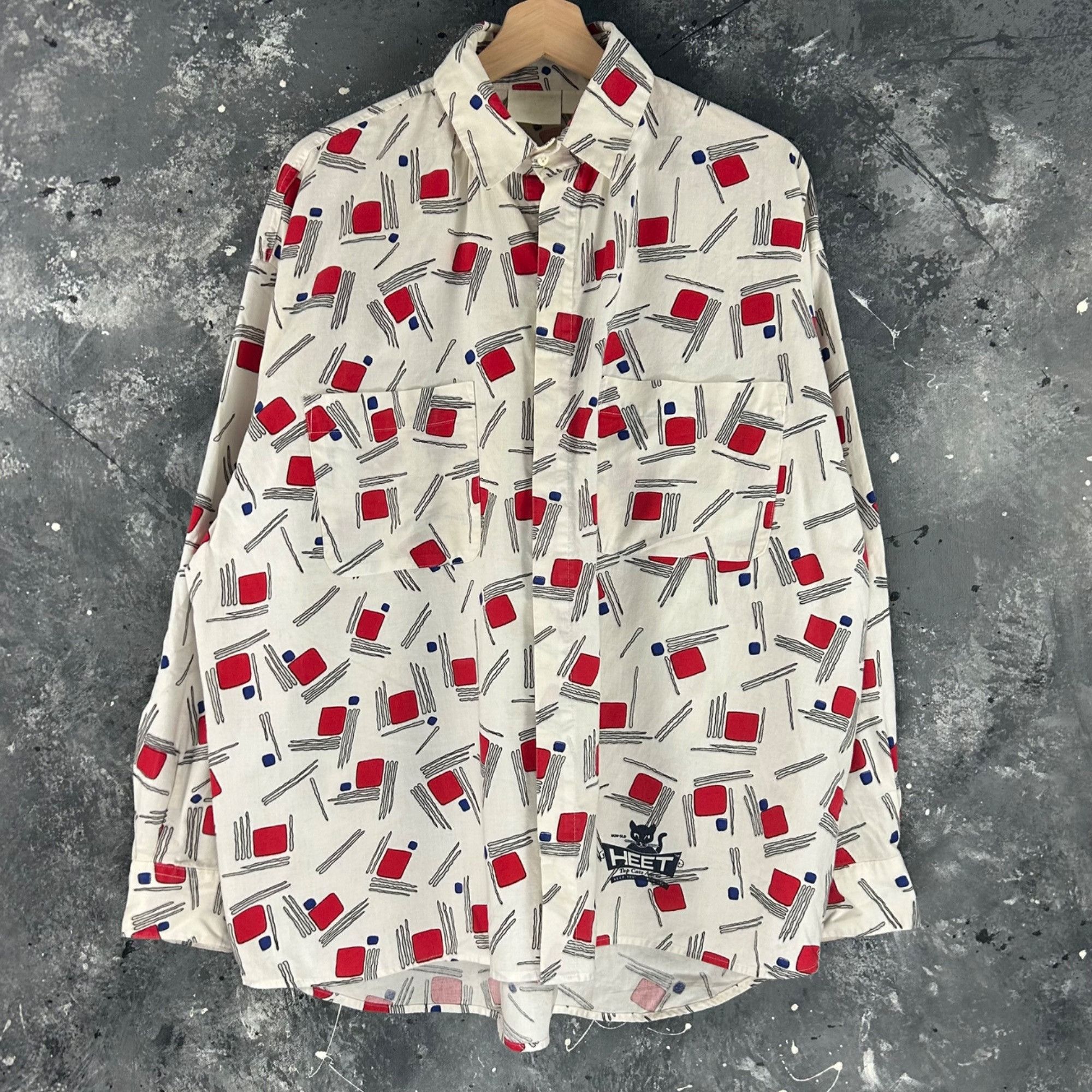 Vintage Vintage 1980’s Geometric art button shirt Size US XL / EU 56 / 4 - 1 Thumbnail