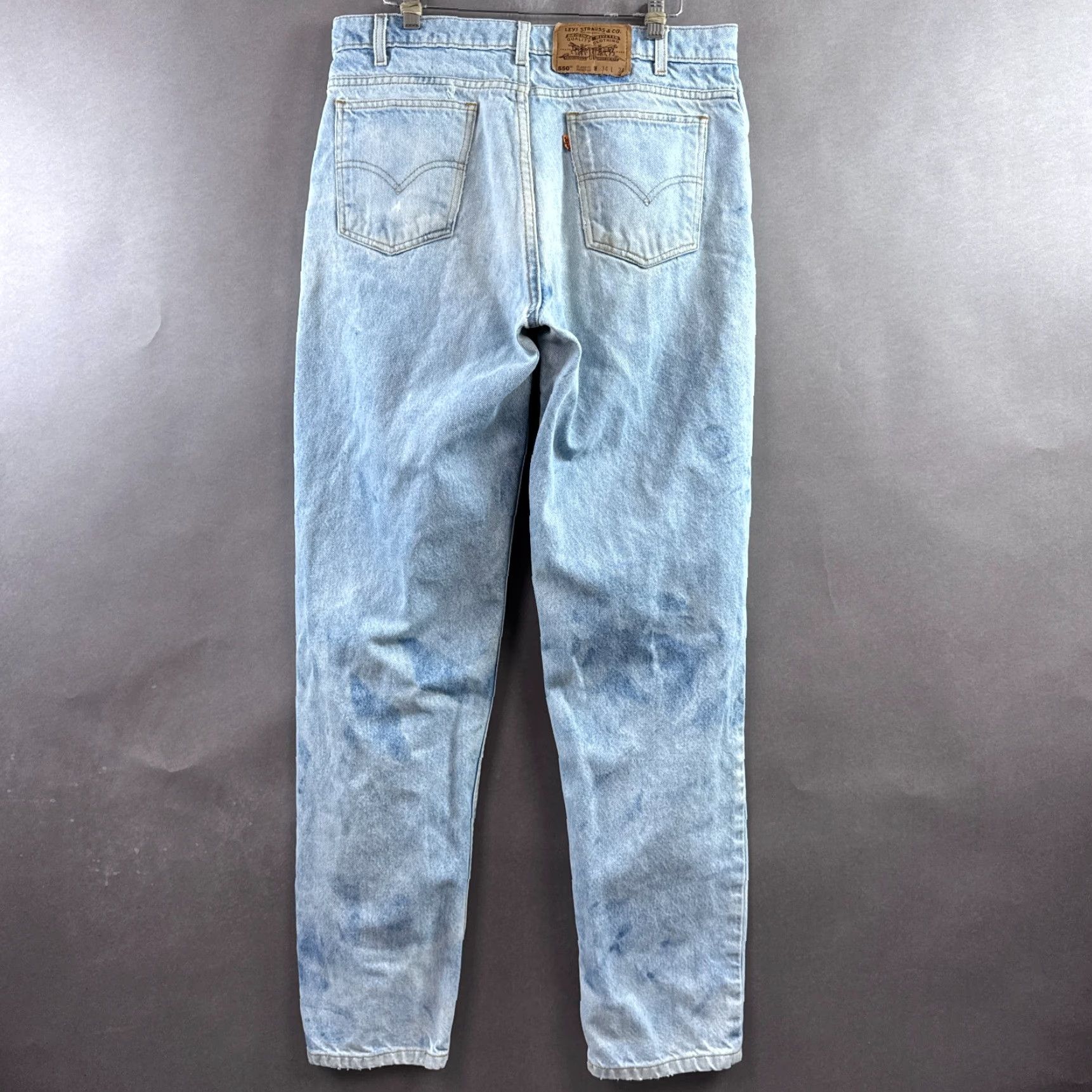 Levi's VINTAGE Levi's 550 Jeans Mens 34x34 90s Orange Tab Bleached Distressed Blue Pant Jeans Size US 34 / EU 50 - 4 Thumbnail