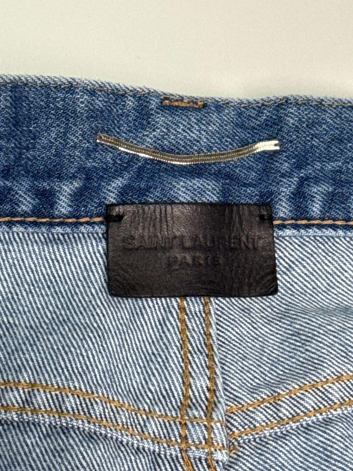 Saint Laurent Paris SS2017 Saint Laurent D14 Blue Denim Embroidered Logo Size US 31 - 8 Thumbnail