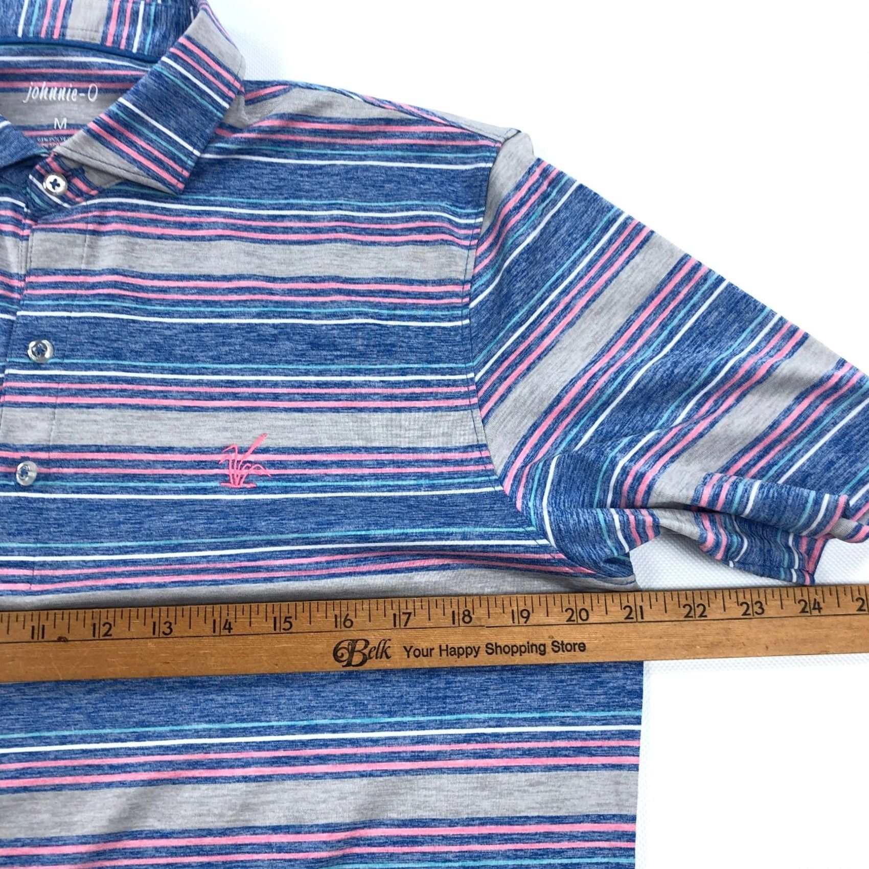 johnnie-O johnnie-O Polo Shirt Men M Golf Striped Preppy Coastal St James Sports Tennis Lightweight UV Performance Shirt Size US M / EU 48-50 / 2 - 7 Thumbnail