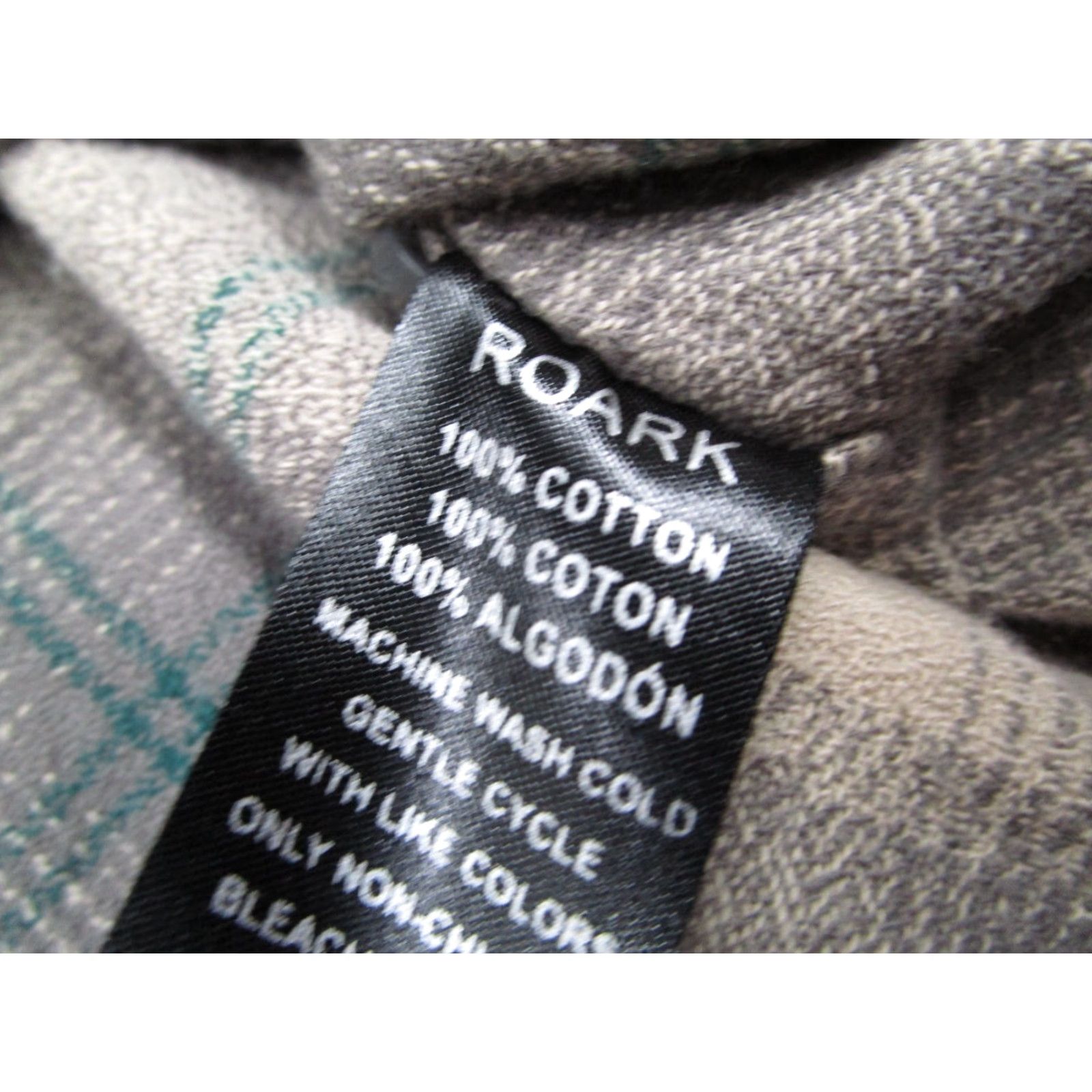 Roark VINTAGE Roark Revival Men's Button-Up Shirt Long Sleeve Cotton Flannel Check Fall Spring Summer Winter Gray Large Size US L / EU 52-54 / 3 - 4 Thumbnail