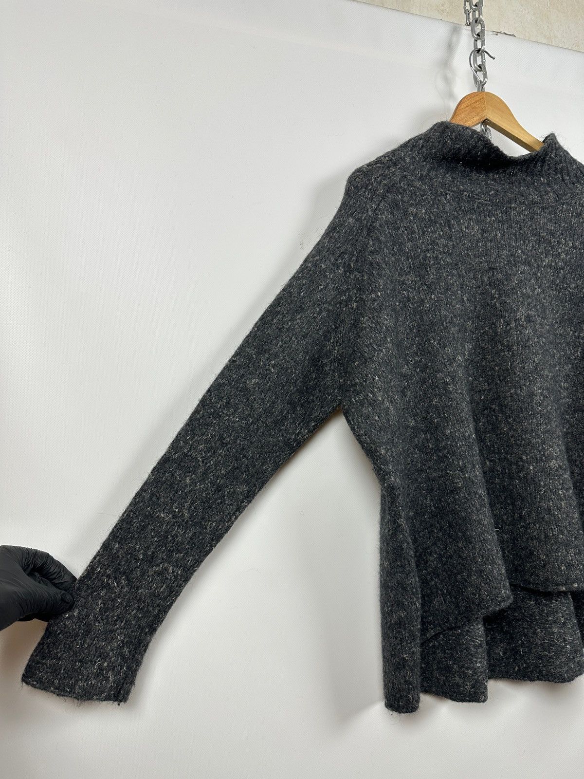 Rundholz Rundholz Wool/Alpaca/Linen Gray Oversized High Neck Sweater Size M / US 6-8 / IT 42-44 - 9 Thumbnail