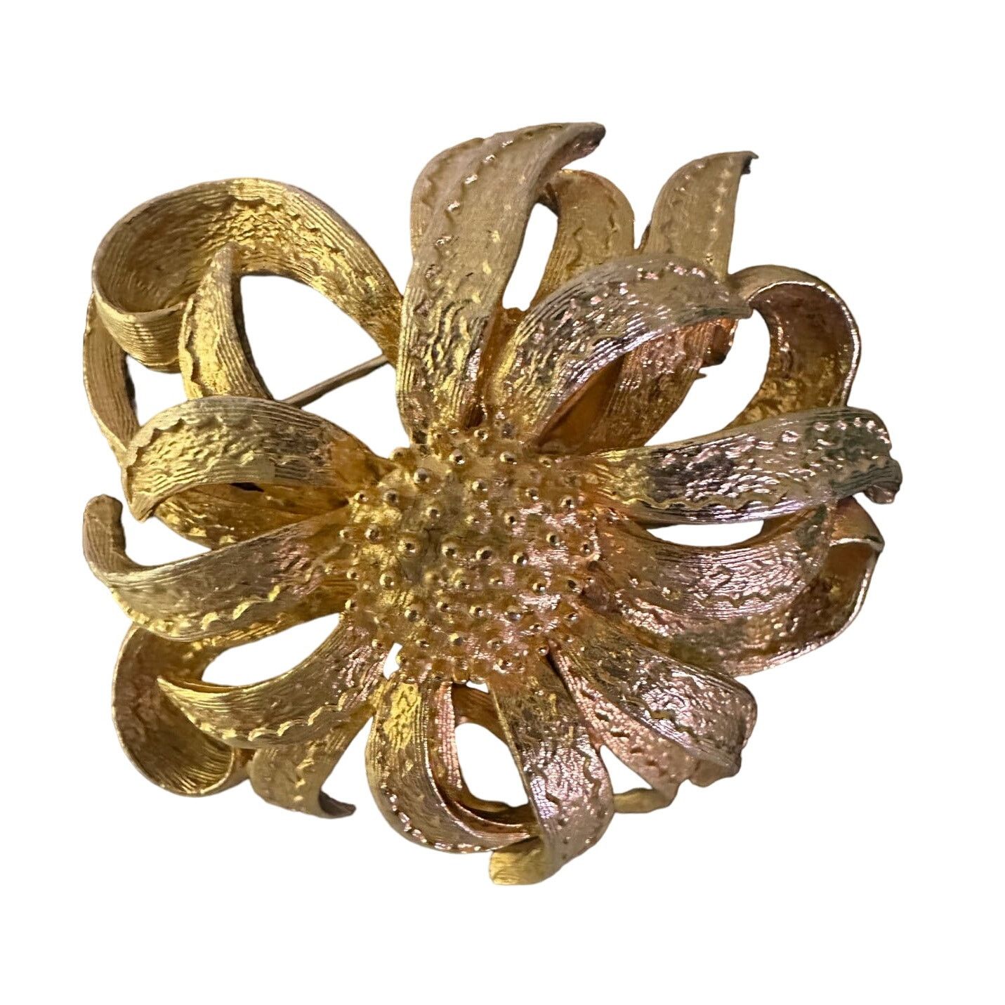 Vintage Gold Tone Flower Sunburst 2” Brooch Pin Atomic Vintage Size ONE SIZE - 1 Thumbnail