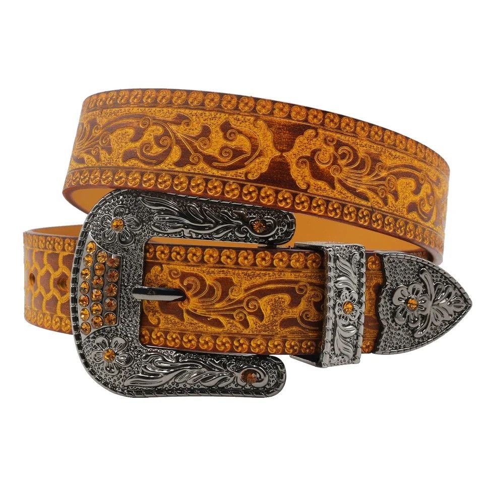 Japanese Brand Leather with embellishments belt Size ONE SIZE - 1 Thumbnail