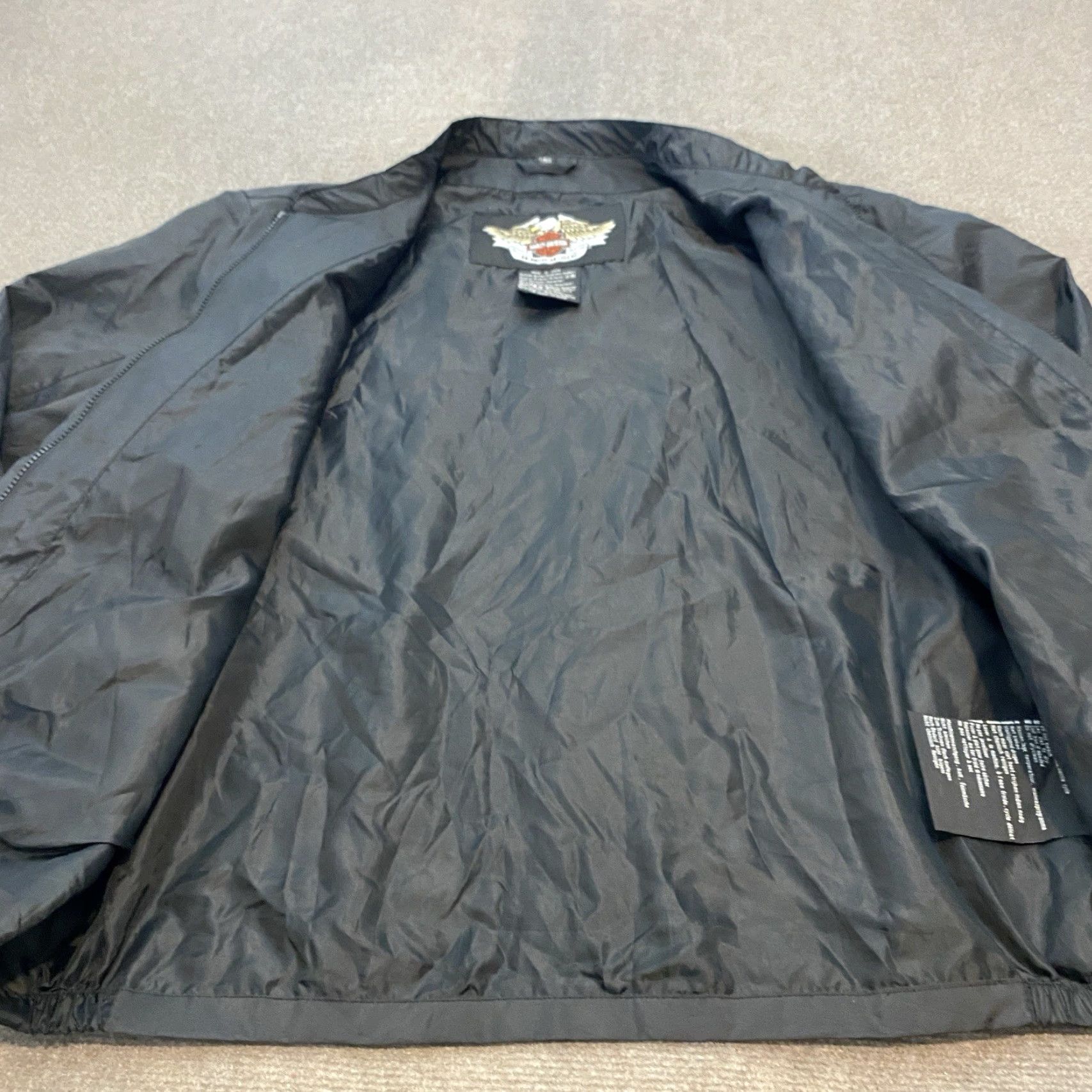 Harley Davidson Harley-Davidson Bomber Jacket Motorcycle Mens XL Tall Zip Pockets Black Lightweight? Size US XL / EU 56 / 4 - 6 Thumbnail