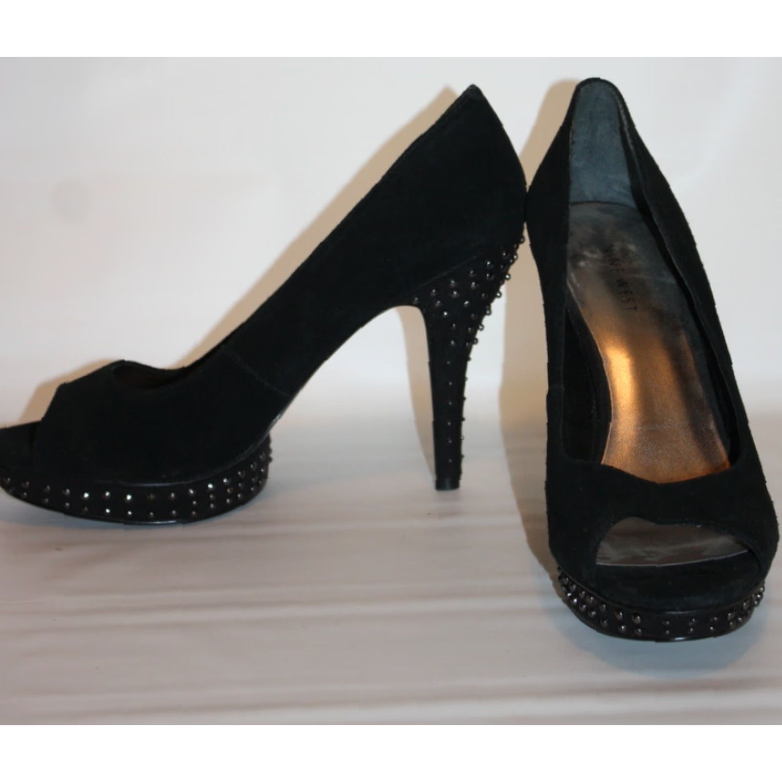 Nine West Nine West Suede Black 4 inch Heel Size 10 Open Toe High Heel Womens Size US 10 / IT 40 - 3 Thumbnail