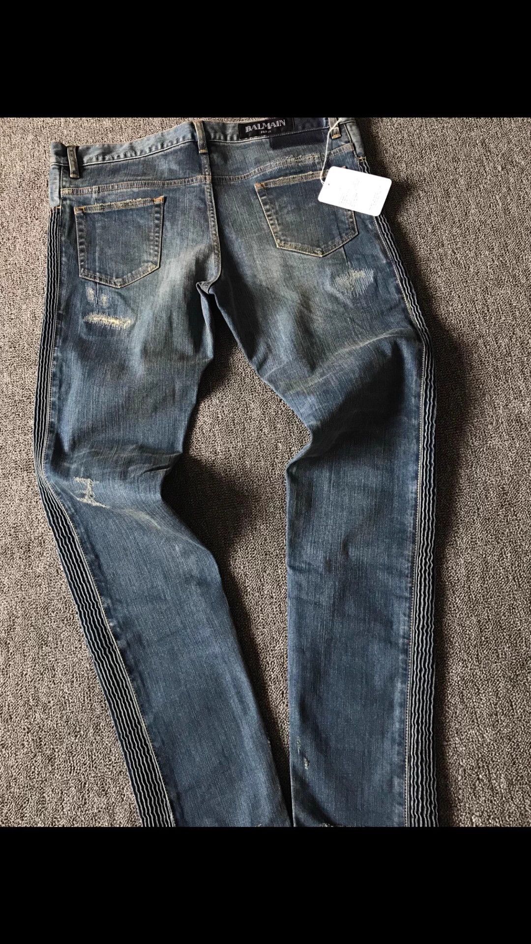 Balmain BALMAIN Jeans 34 Slim Distressed Cut & Wash Side Pleats Size US 34 / EU 50 - 2 Thumbnail