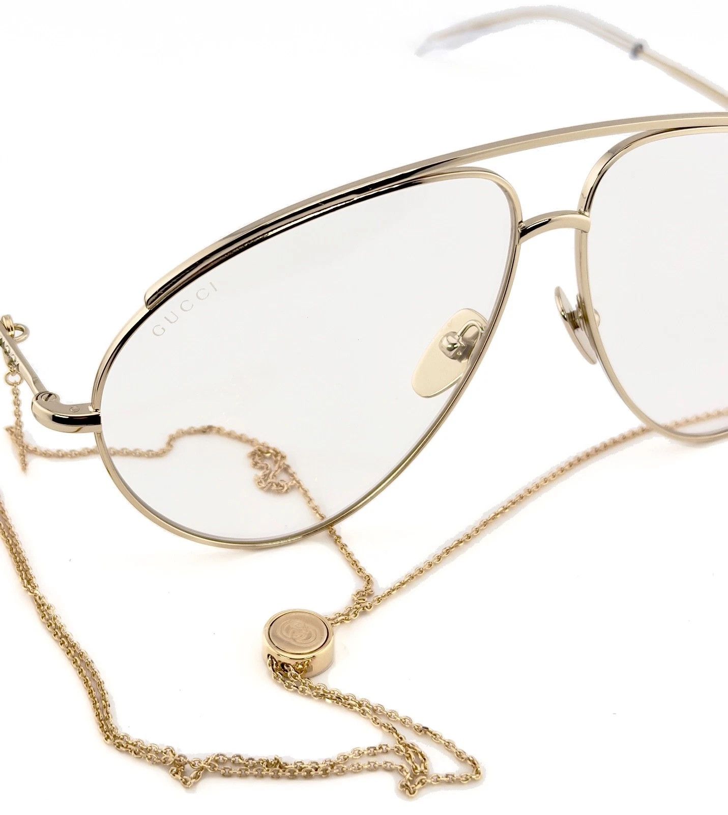 Gucci GUCCI 1654 Gg1654S Gold Clear Chain Charm Style Sunglass 010 Size ONE SIZE - 9 Thumbnail