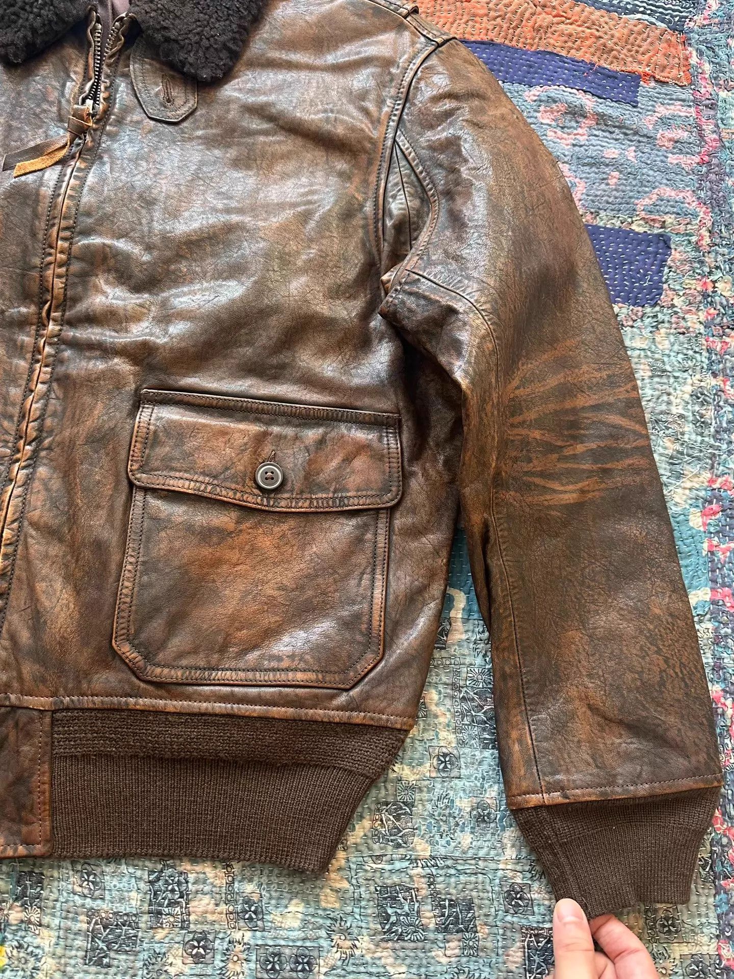 Polo Ralph Lauren Polo Ralph Lauren G1 Distressed Leather Fur Collar Size US L / EU 52-54 / 3 - 4 Thumbnail