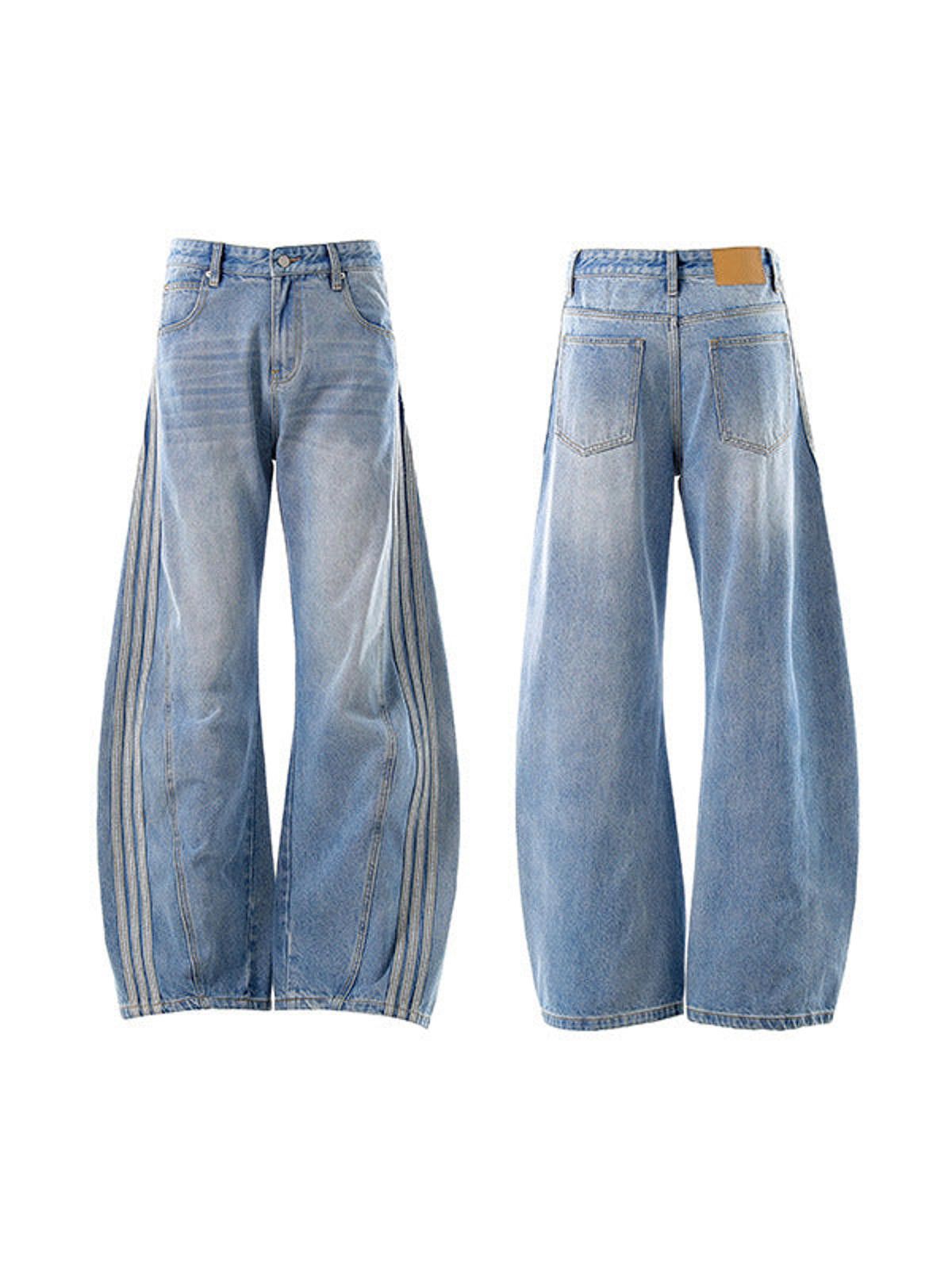 Jean Light Blue Track Stripe Wide Leg Barrel Jeans Size US 28 / EU 44 - 5 Thumbnail