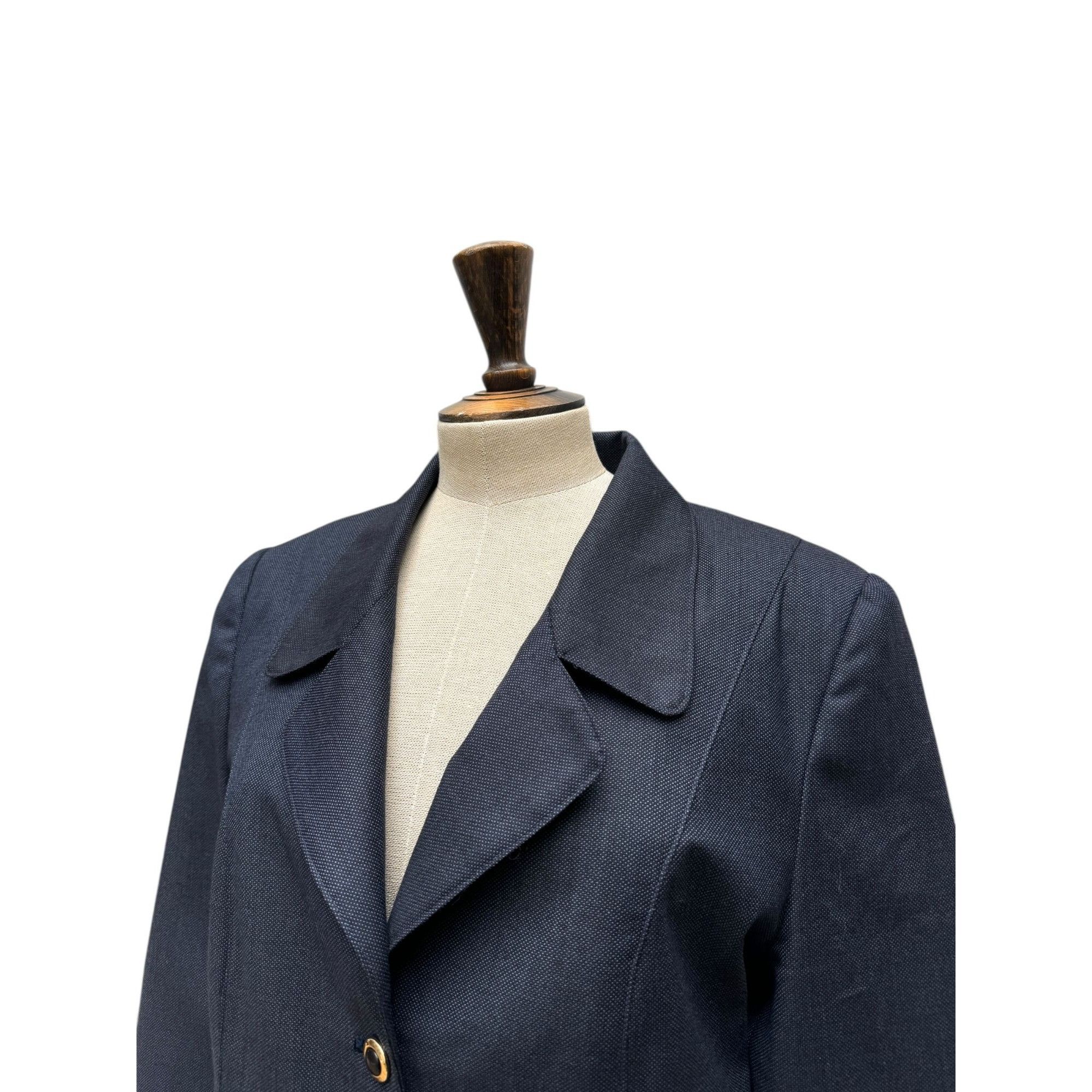 Yves Saint Laurent 1980s Navy Wool Blazer Jacket Size L / US 10 / IT 46 - 3 Thumbnail