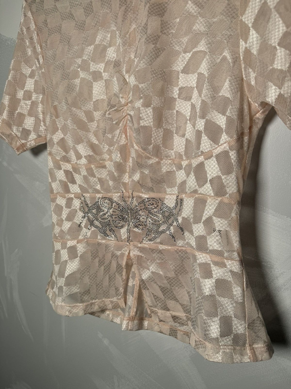 Collina Strada Collina Strada Lace Plaid Print Crew Neck Blouse Pink Size M / US 6-8 / IT 42-44 - 2 Thumbnail