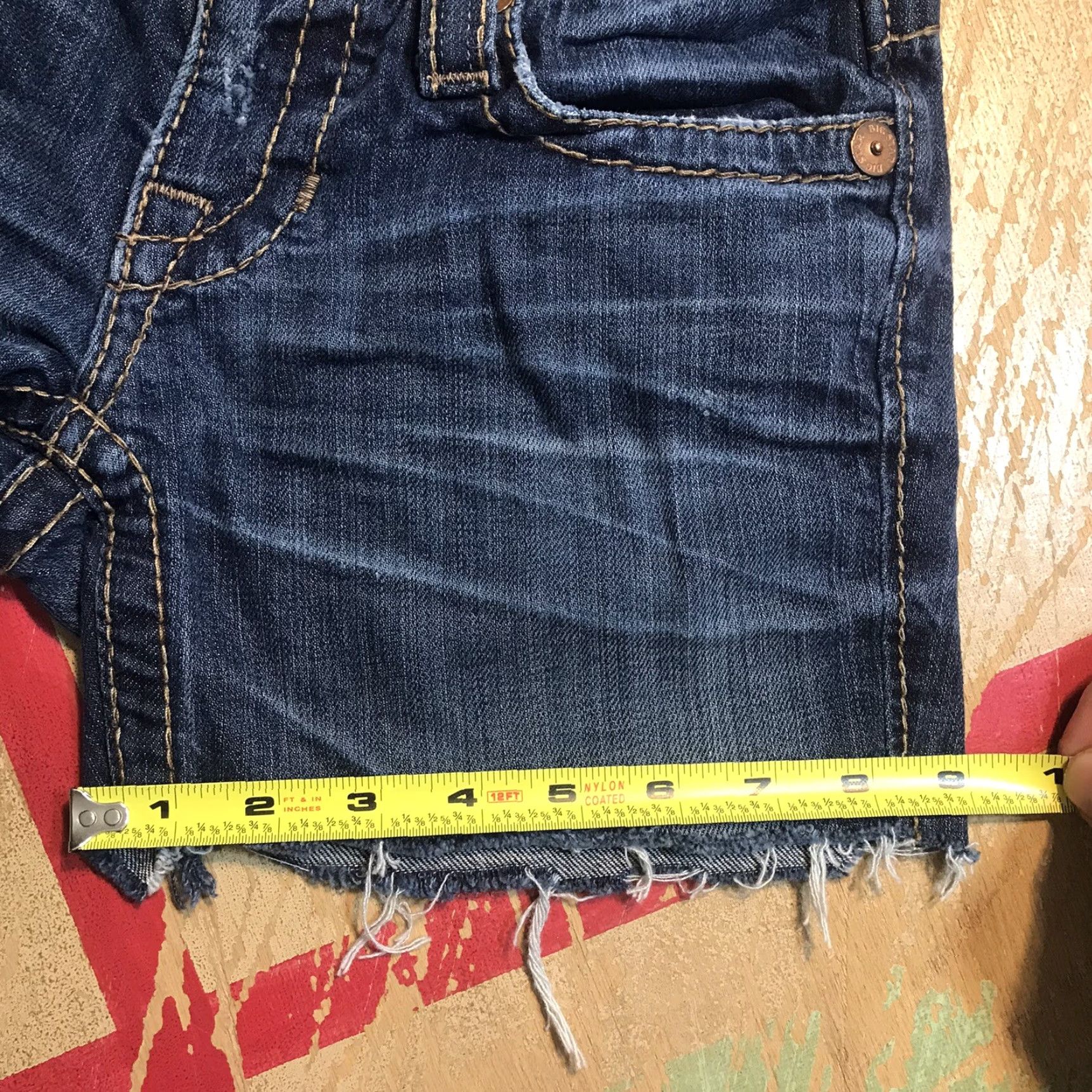 Denime BIG STAR Liv Denim Blue Thick Stitch Cut Off Shorts Womens Tag 25 Size 42" / US 20 - 7 Thumbnail