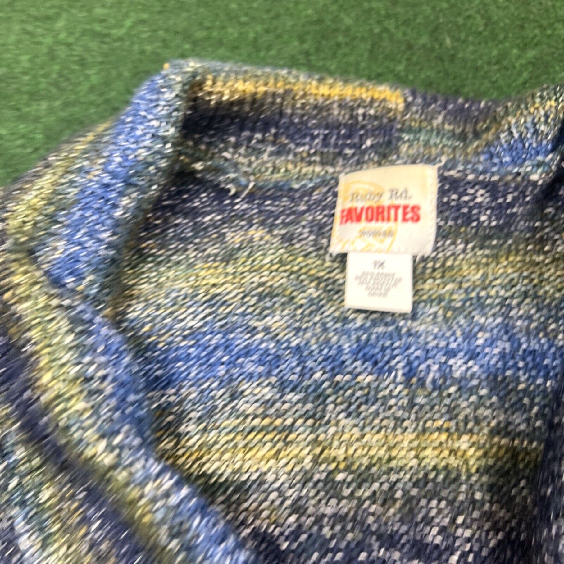 Vintage Ruby Rd Blue Green Striped Open Front Cardigan Sweater Womens Size 1X Size XL / US 12-14 / IT 48-50 - 5 Thumbnail