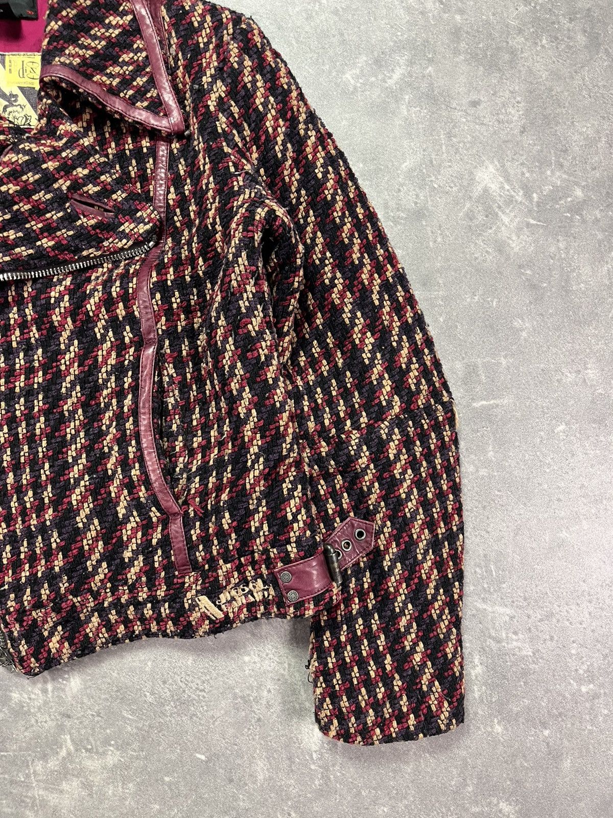 Diesel 00s Diesel Tweed Assymetrical Leather Straps Moto Jacket M Size M / US 6-8 / IT 42-44 - 6 Thumbnail