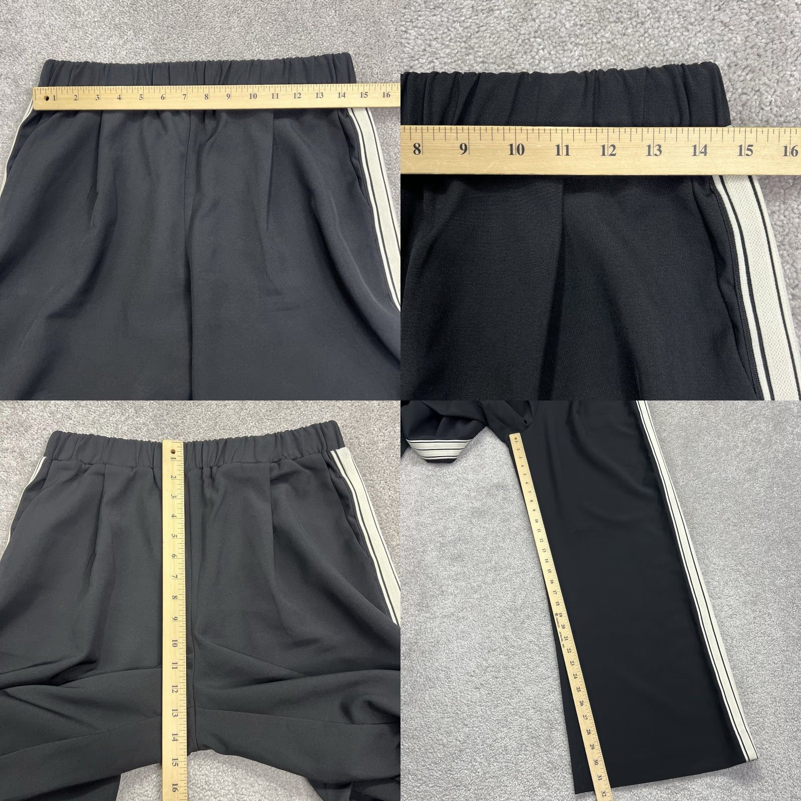 Vintage Bishop + Young Black White Stripe Pull On Wide Leg Tuxedo Trouser Pant Large Careerwear Office Pants Size 36" / US 14 / IT 50 - 9 Thumbnail