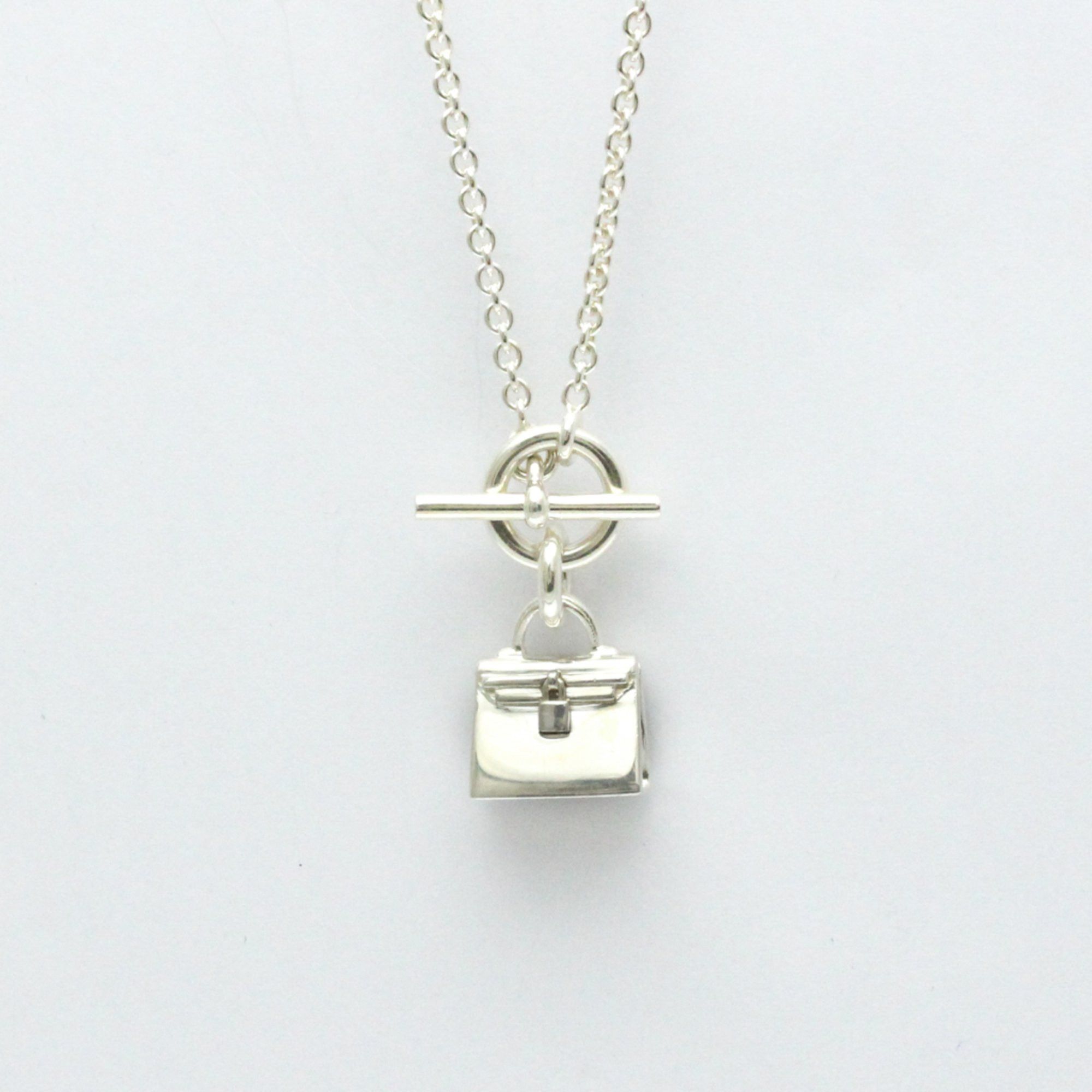 image of Hermes Kelly Motif Necklace Silver 925 No Stone Women,men Fashion Pendant Necklace (Silver), Women'