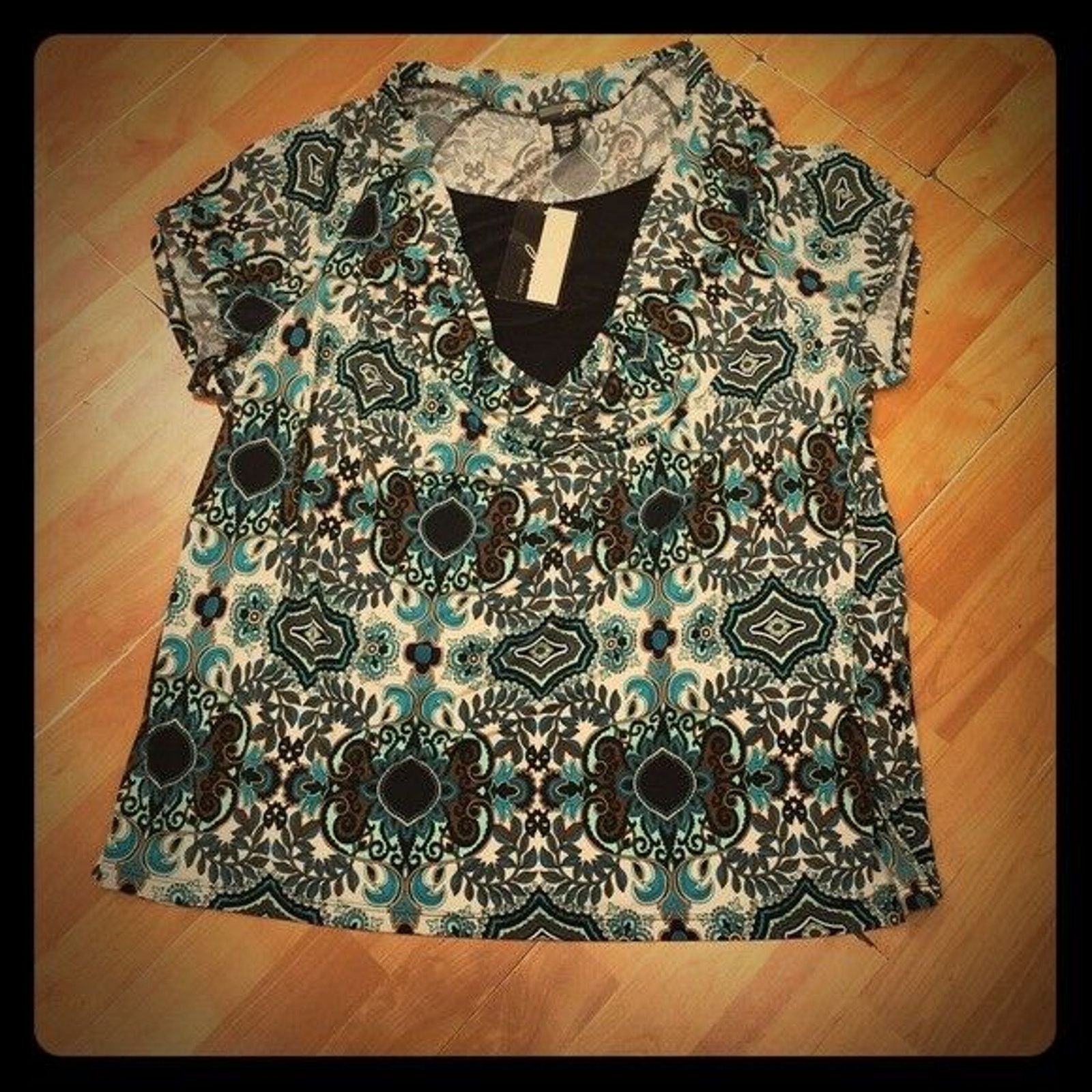 Other JTB Woman Blue Brown Teal Paisley Drape Top 26/28 NEW NWT Size 4XL / US 24-26 - 2 Thumbnail