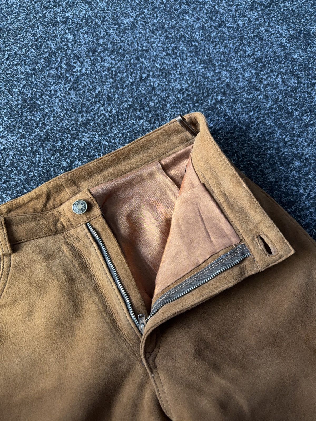 Leather Vintage Faux Suede Brown Pants 90s Western Style Italy Size 30" / US 8 / IT 44 - 8 Thumbnail