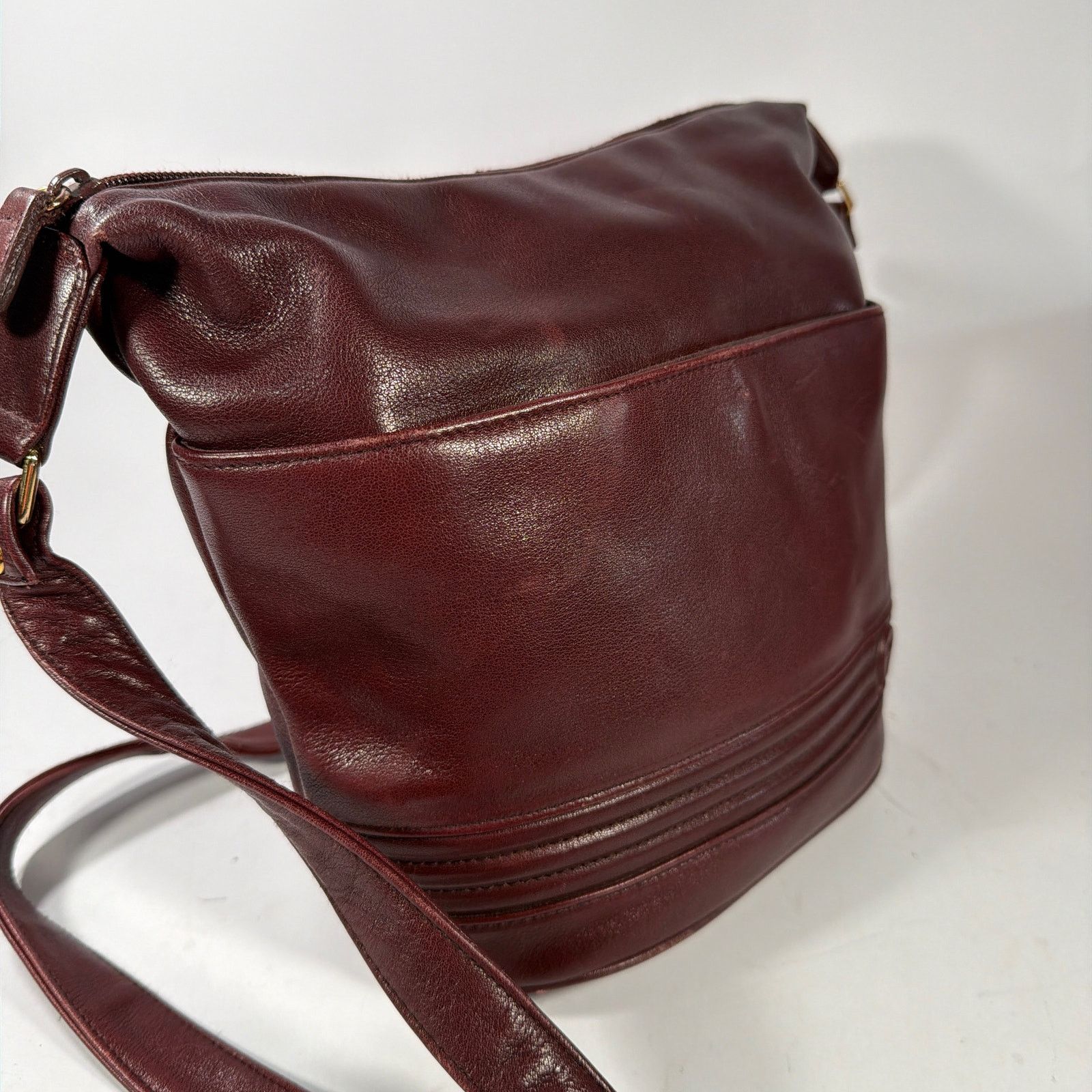 Etienne Aigner Etienne Aigner Genuine Leather Burgundy Hobo Shoulder Bag Size ONE SIZE - 5 Thumbnail