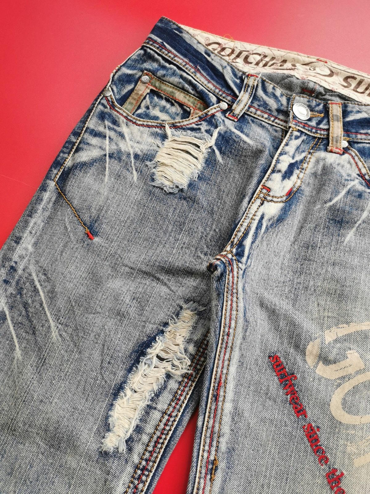 Gotcha Vintage Gotcha Surf Print Distressed Jeans Size US 30 / EU 46 - 5 Thumbnail