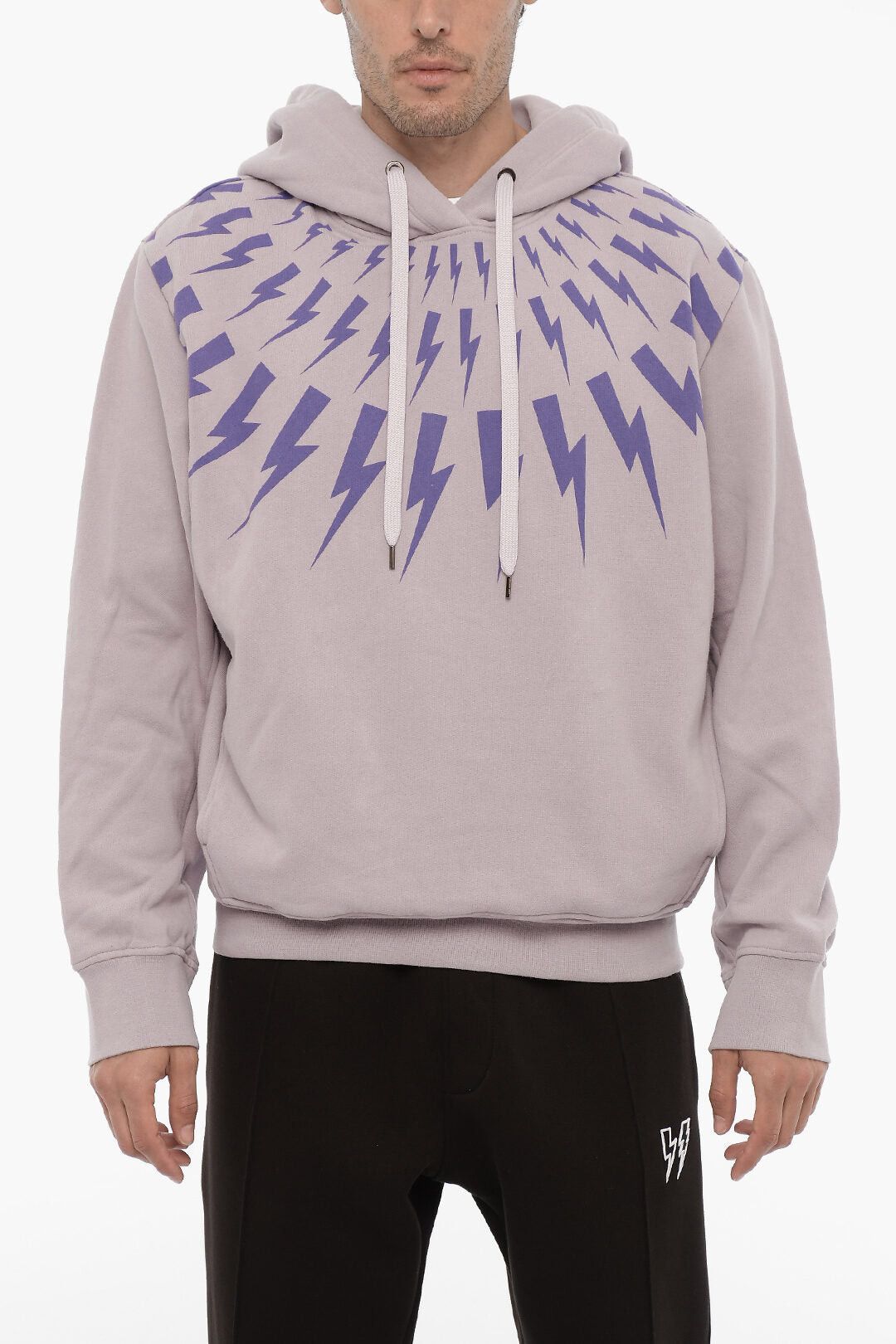 Neil Barrett Cotton-Fleece Hoodie FAIRISLE THUNDERBOLT Size US M / EU 48-50 / 2 - 1 Thumbnail