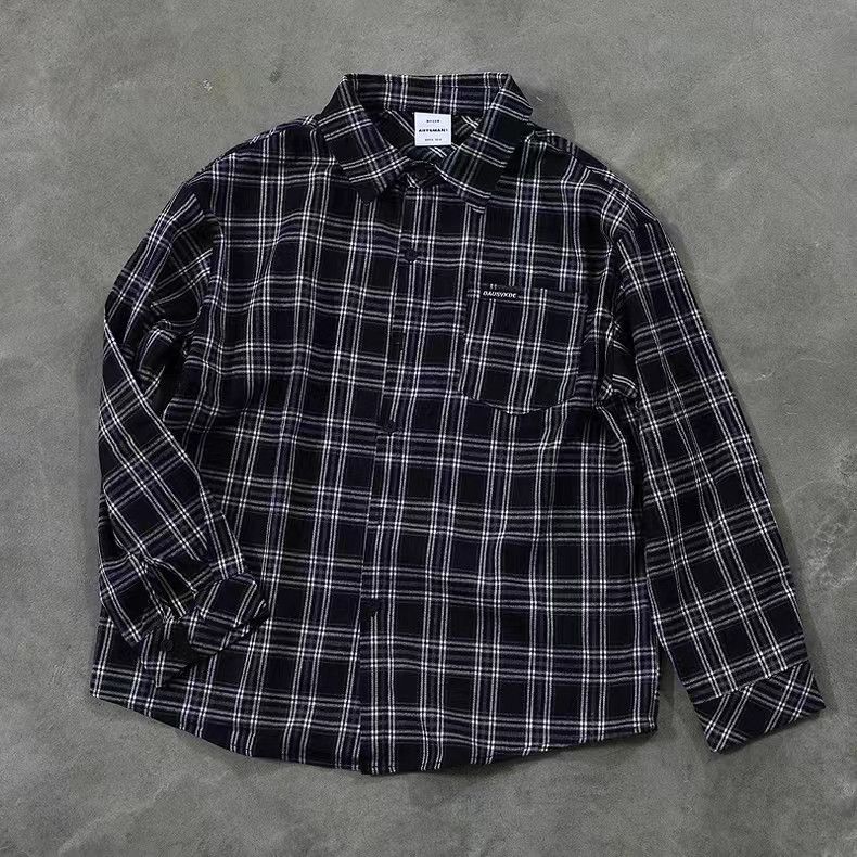 Designer × Japanese Brand Black retro casual all-match plaid shirt Size US L / EU 52-54 / 3 - 1 Thumbnail