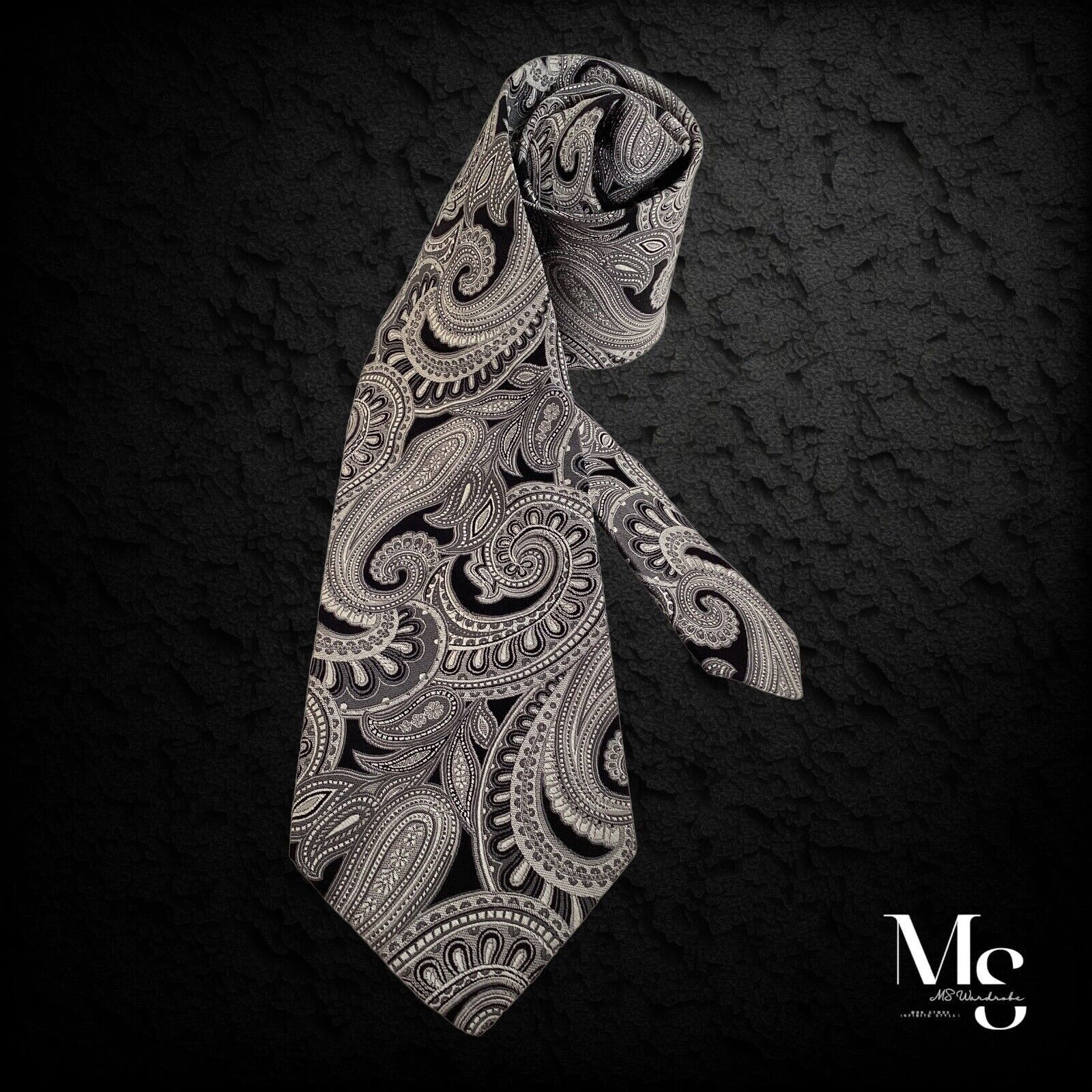 Ike Behar IKE BEHAR Gray Paisley Luxury Silk Tie Hand Tailored In USA Size ONE SIZE - 1 Thumbnail