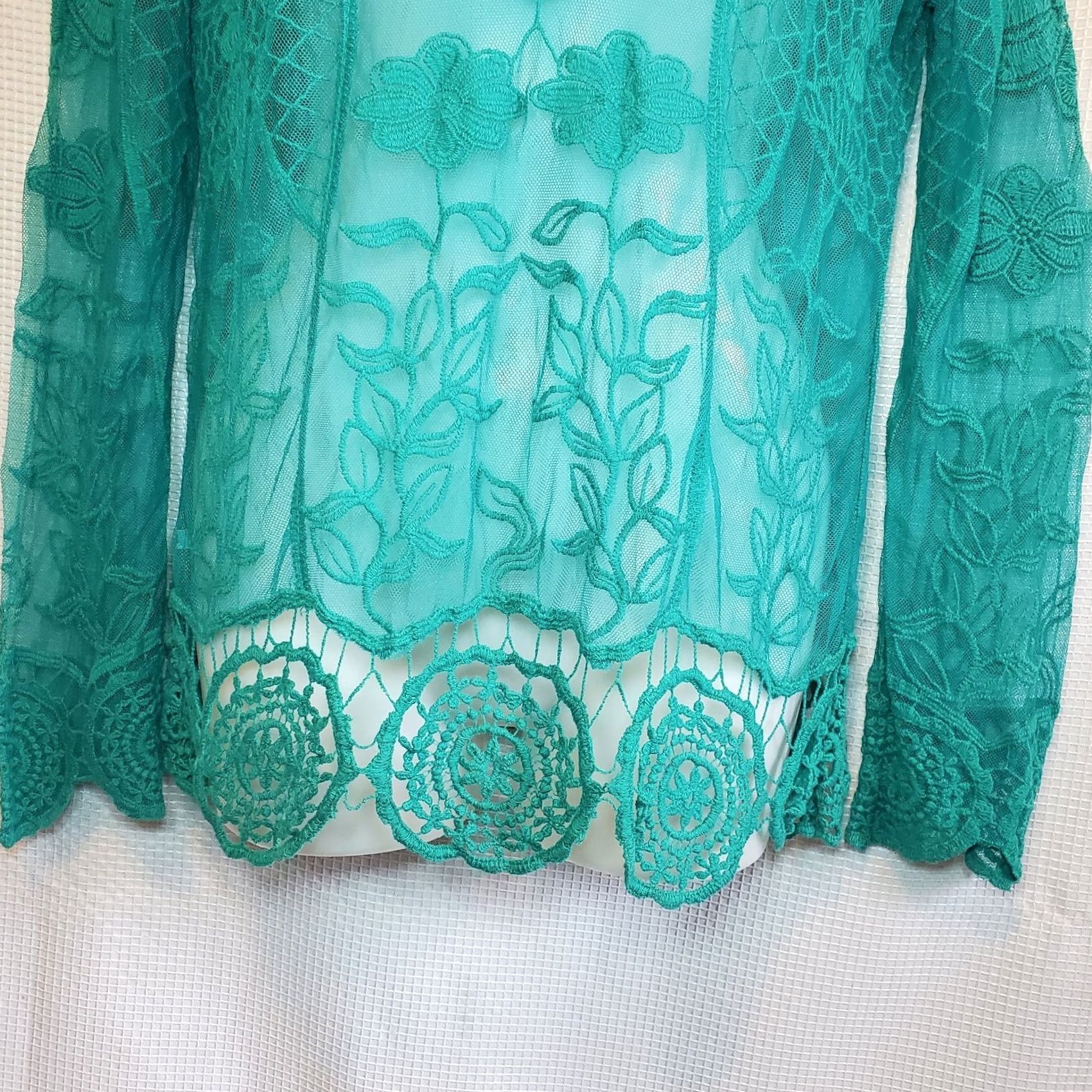 Vintage Love Couture Blouse Tunic Sz M Boho Y2K Sheer Lace Floral Embroidered Cover Up Size M / US 6-8 / IT 42-44 - 3 Thumbnail