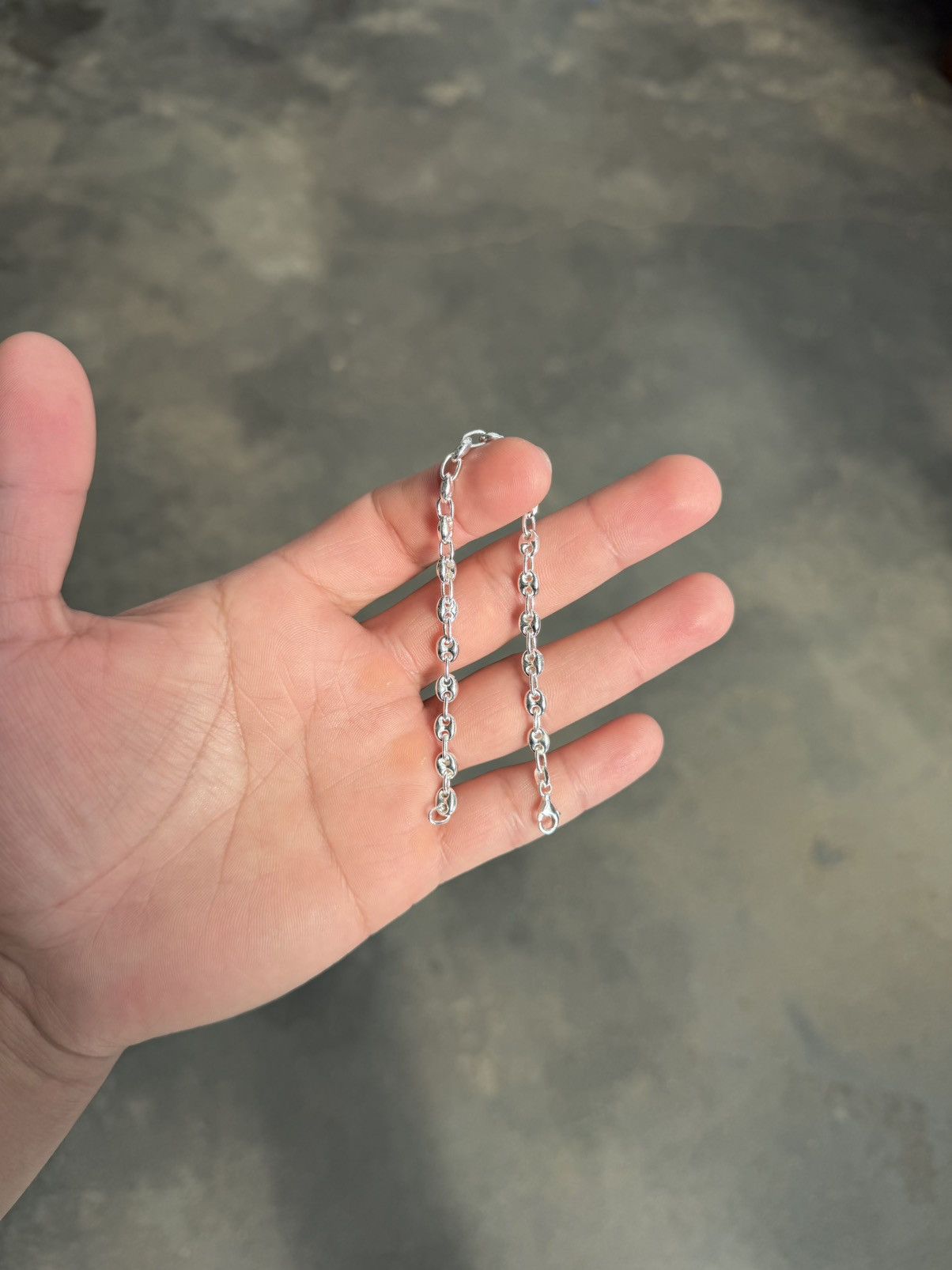 Sterling Silver Silver puffed mariner chain bracelet 7” Size ONE SIZE - 6 Thumbnail