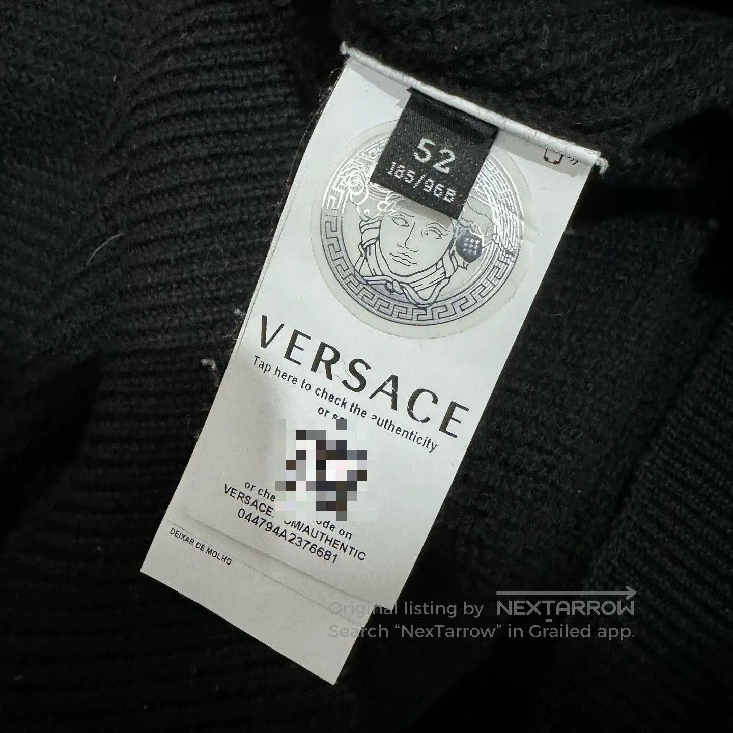 Versace Black Long Sleeve Sweater with Red Stripe & Medusa. Size US L / EU 52-54 / 3 - 4 Thumbnail