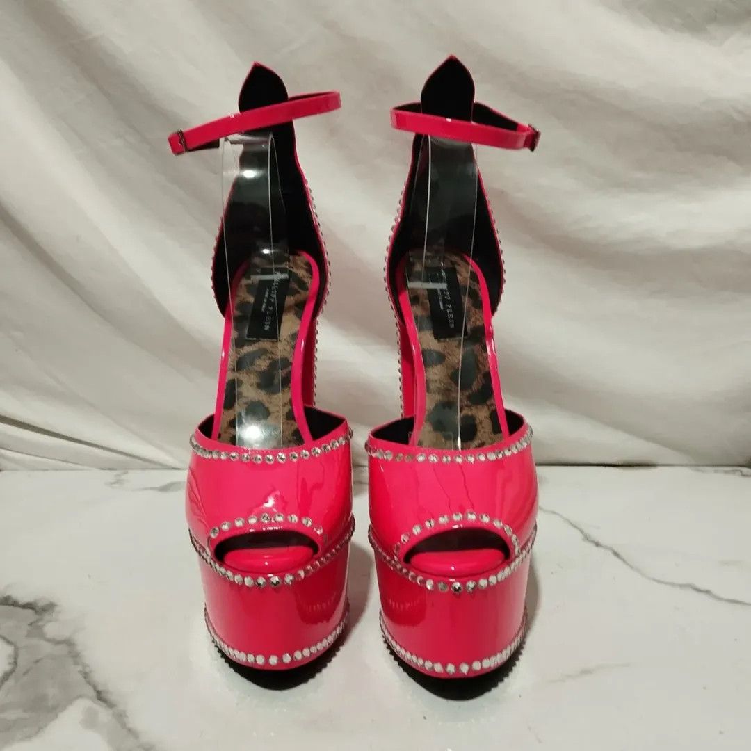 Philipp Plein Philipp Plein 120mm Cryst-Embelished Pink Platform Size US 9 / IT 39 - 2 Thumbnail