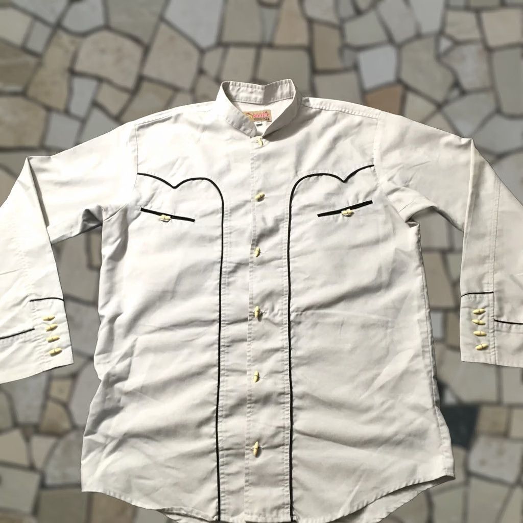 Vintage VINTAGE Rodeo Shirt Gray Beige Cowboy Western 36 Men Button-Up Long Sleeve Cotton Blend Canvas Cowboy Theme 90s? Size US M / EU 48-50 / 2 - 1 Thumbnail
