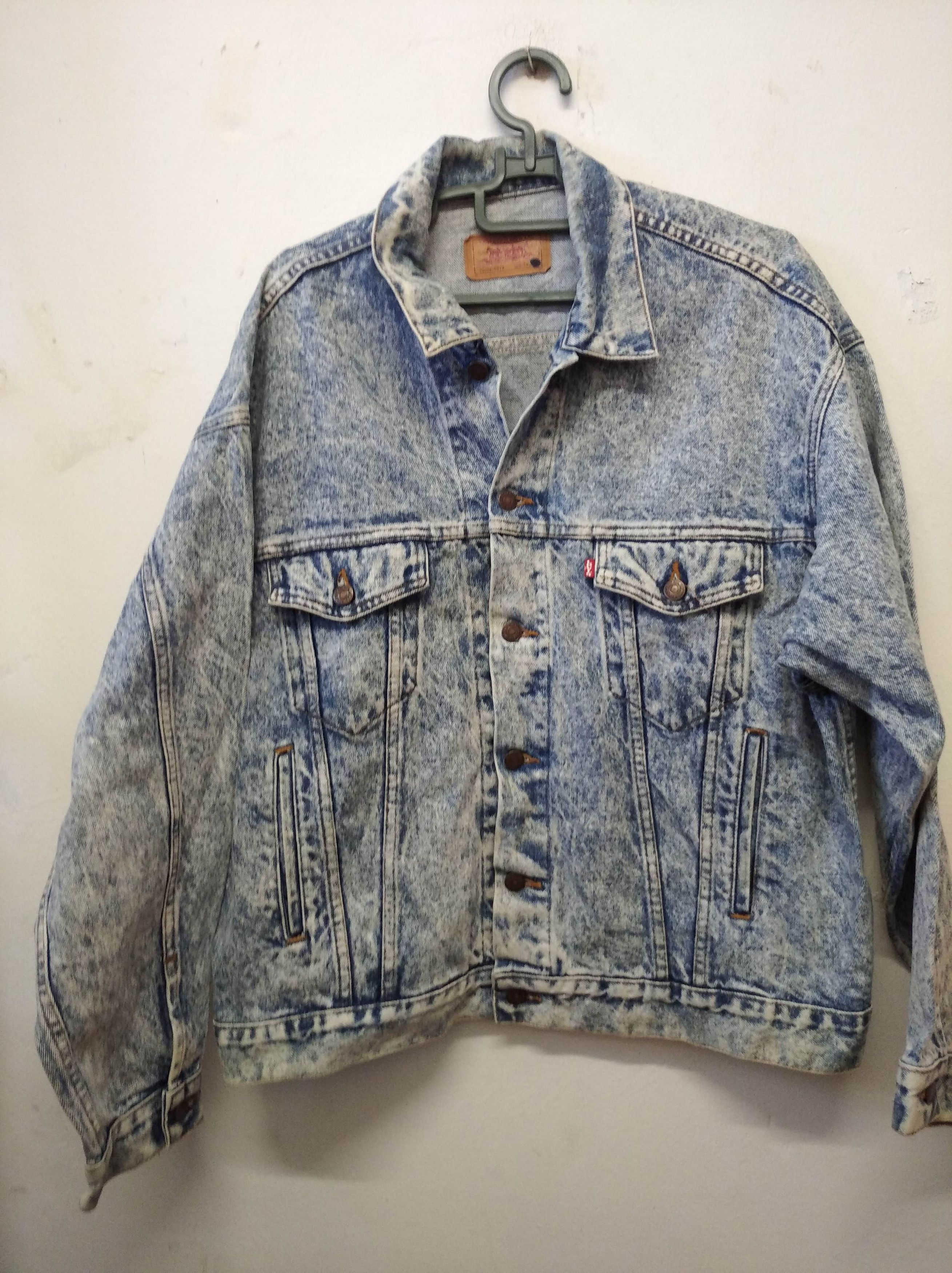 image of Levis x Made In USA Vintage 80's Men's Levi's Acid Wash Denim Jean Jacket (Size XL)