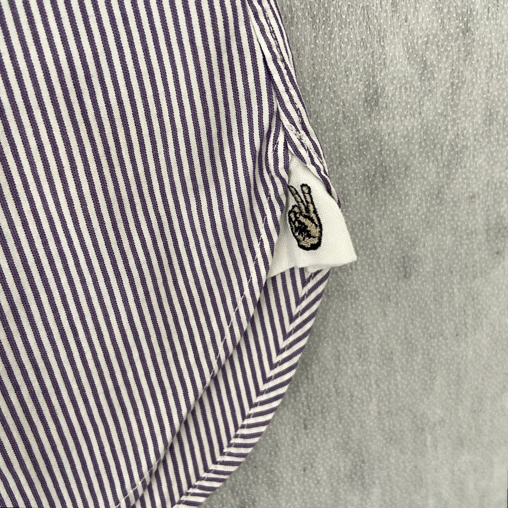 John Varvatos John Varvatos Button-Up Shirt Adult 17 Purple Striped Long Sleeve Slim Fit Mens Size US XL / EU 56 / 4 - 4 Thumbnail