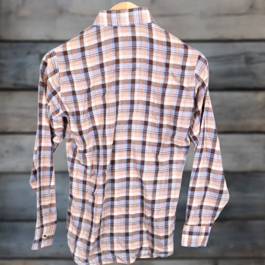 Levi's VINTAGE Levi's Shirt Men's Small Brown Orange Plaid White Tab Grunge Thin Fabric 70s Size US S / EU 44-46 / 1 - 1 Thumbnail