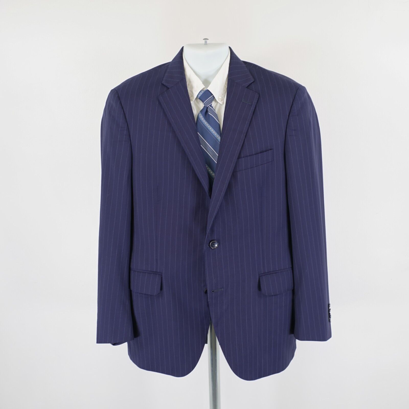 Peter Millar Peter Millar Blue Wool Striped Suit Jacket 38R 2 Button Tagg Size 38R - 4 Thumbnail
