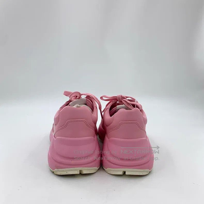 Gucci Gucci Pink logo letter print lace-up casual flat sneakers Size US 7 / IT 37 - 4 Thumbnail